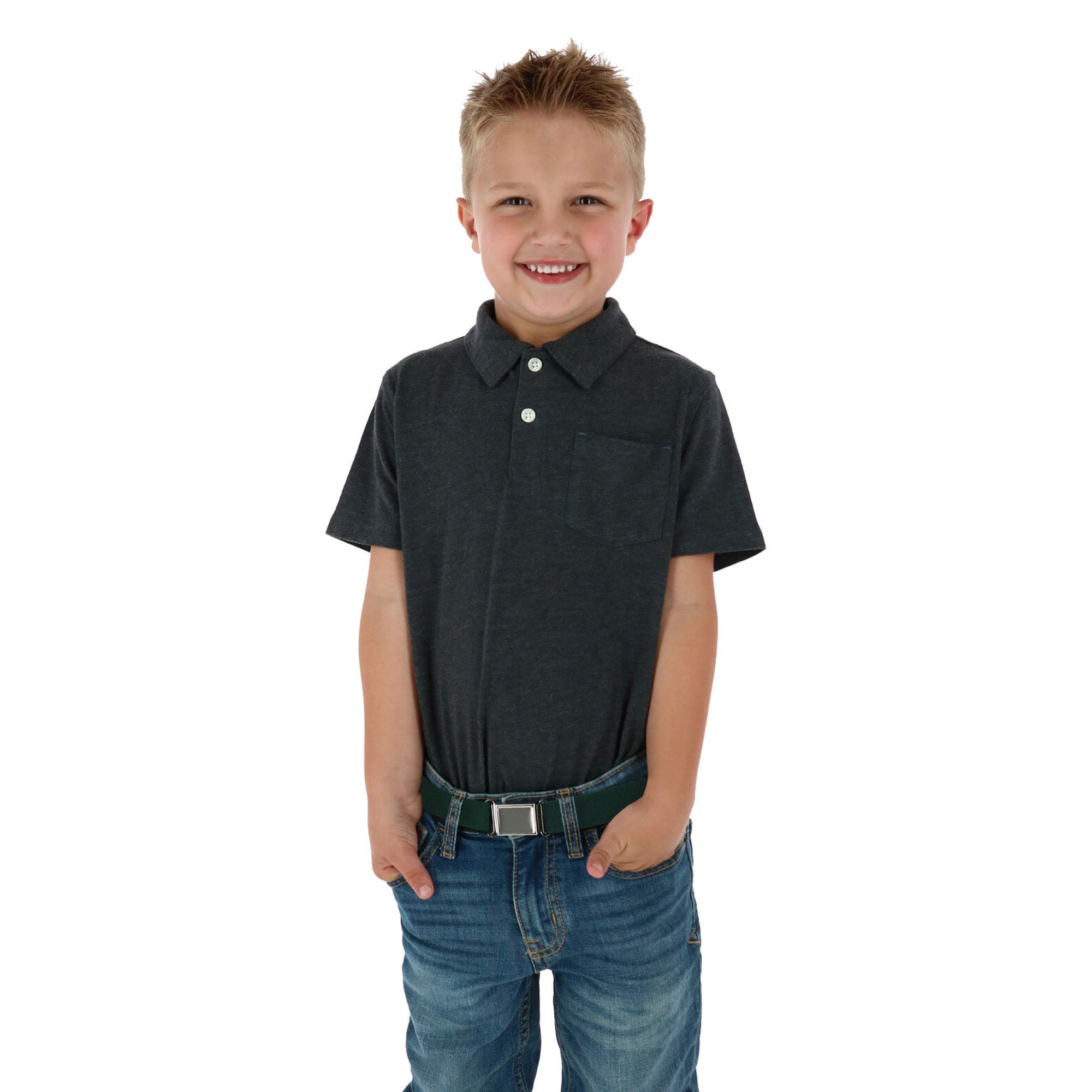CTM® Kids' Adjustable Elastic Belt with Magnetic Buckle - Hunter Green