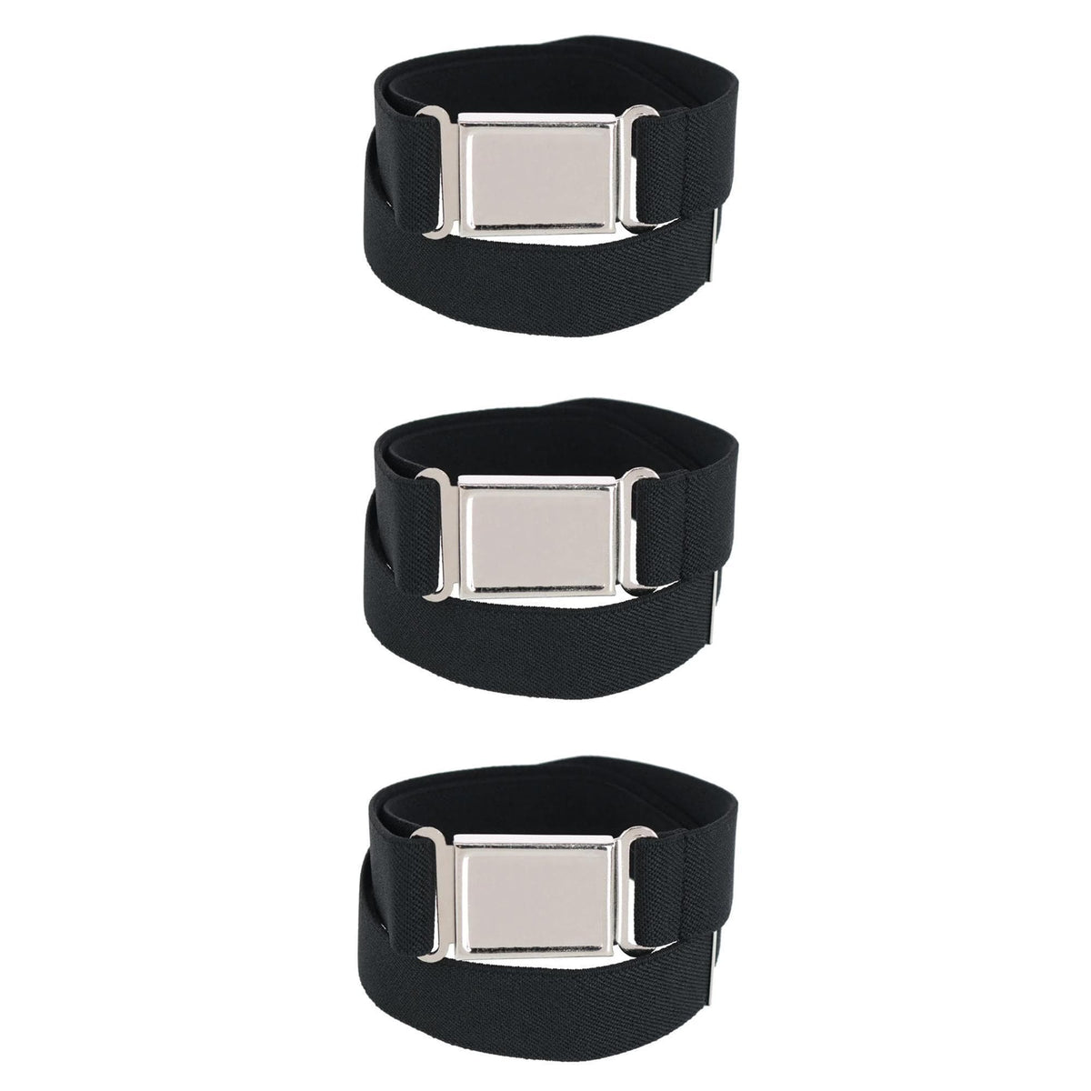 CTM® Kids' Adjustable Elastic Belt with Magnetic Buckle (Pack of 3) - Black