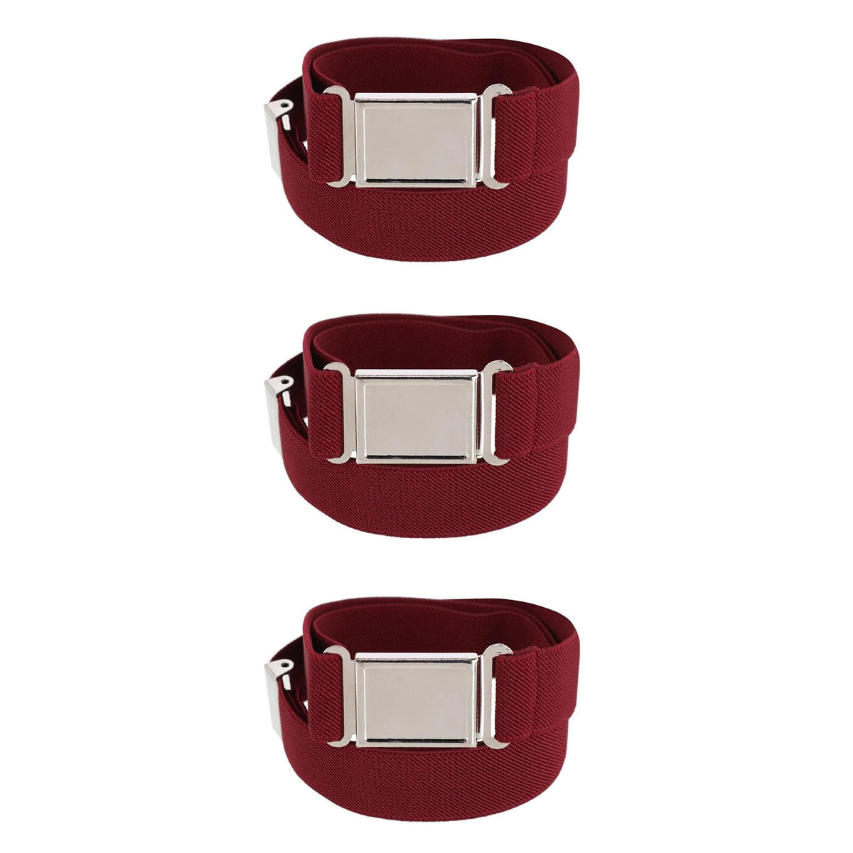 CTM® Kids' Adjustable Elastic Belt with Magnetic Buckle (Pack of 3) - Burgundy