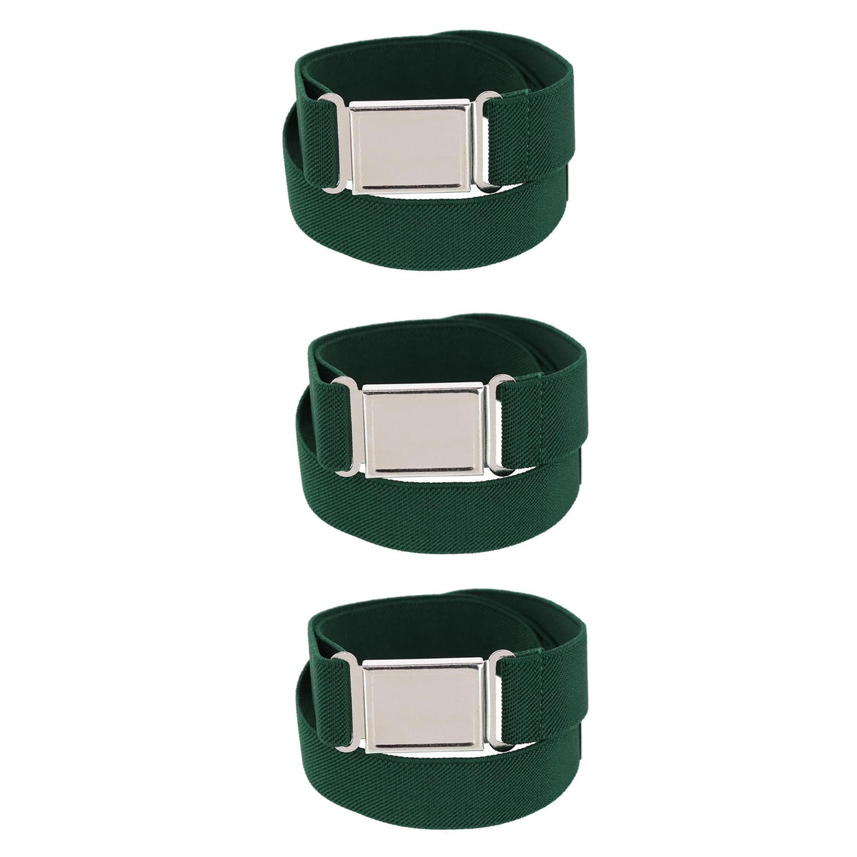 CTM® Kids' Adjustable Elastic Belt with Magnetic Buckle (Pack of 3) - Green