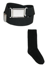 Kids' Magnetic Buckle Elastic Belt  and Cotton Socks Uniform Set