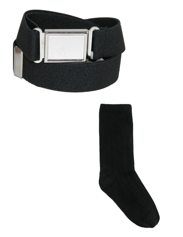 Kids' Magnetic Buckle Elastic Belt  and Cotton Socks Uniform Set