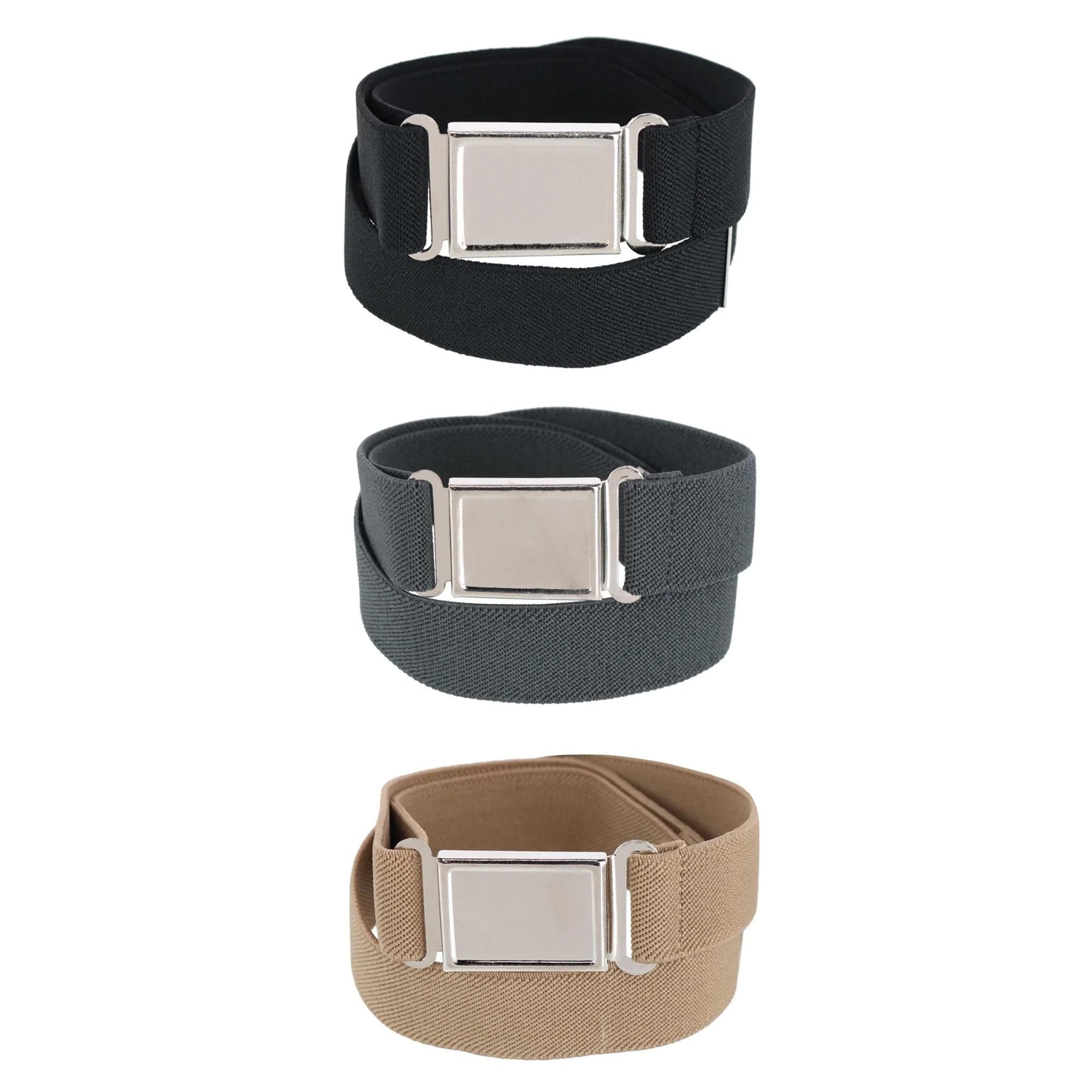 CTM® Kids' Adjustable Elastic Belt with Magnetic Buckle (Pack of 3 Colors)