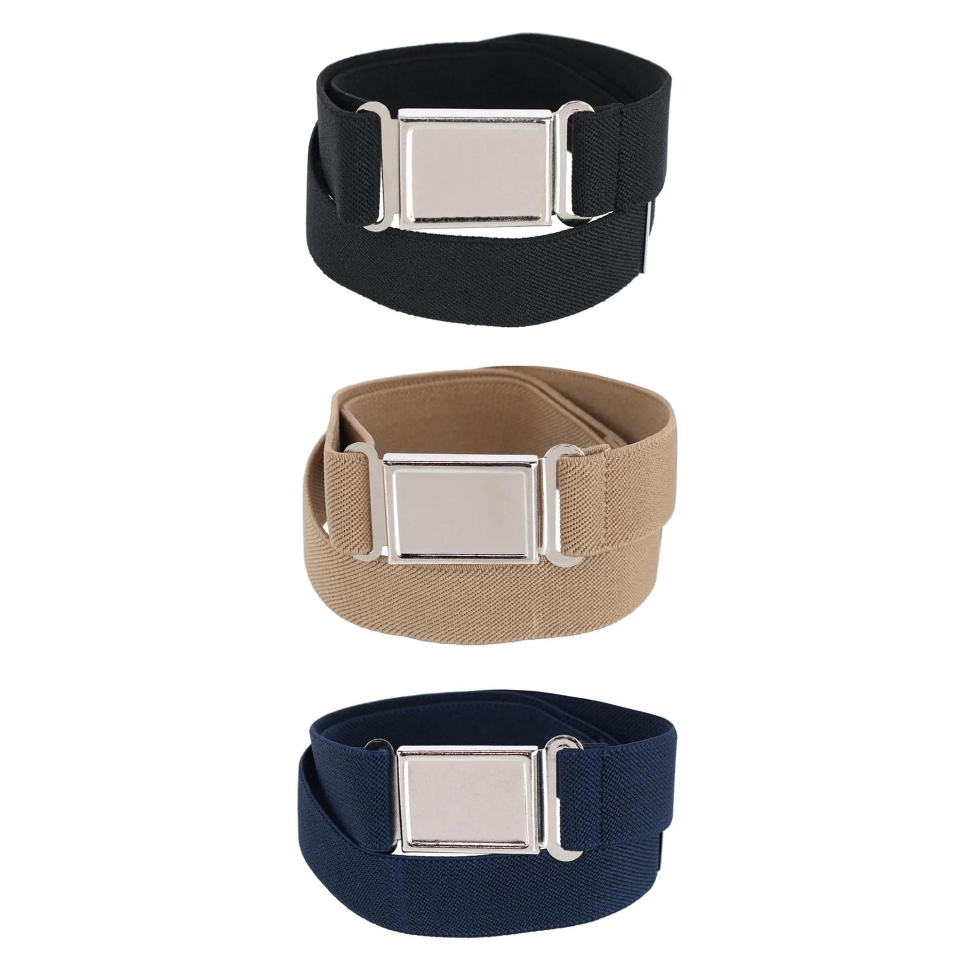 CTM® Kids' Adjustable Elastic Belt with Magnetic Buckle (Pack of 3 Colors) - Kids' Adjustable Elastic Belt with Magnetic Buckle (Pack of 3 Colors)