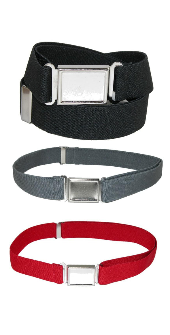 Kids' Adjustable Elastic Belt with Magnetic Buckle (Pack of 3 Colors)