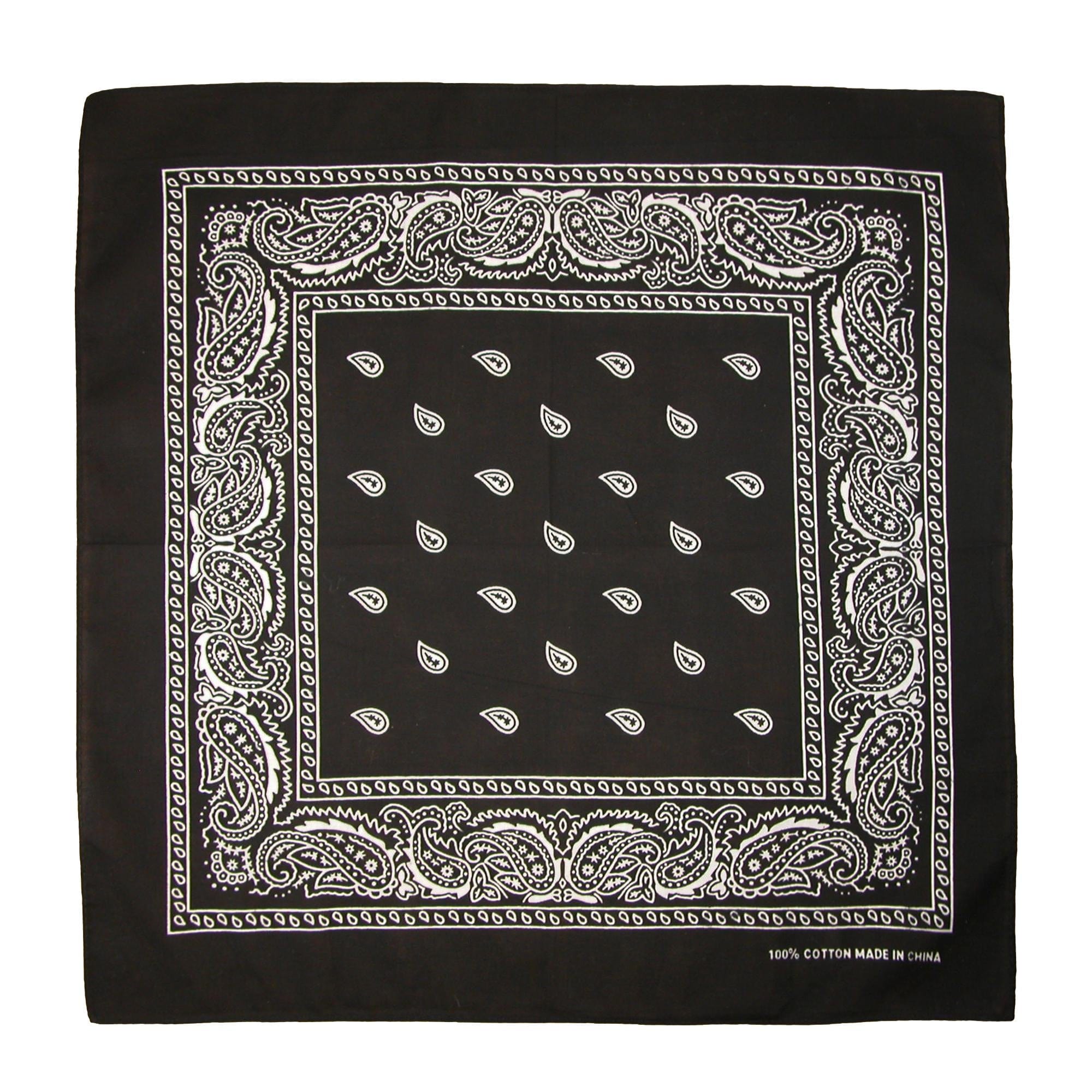CTM® Classic Cotton Paisley Bandana - All-Purpose Function and Style - Black