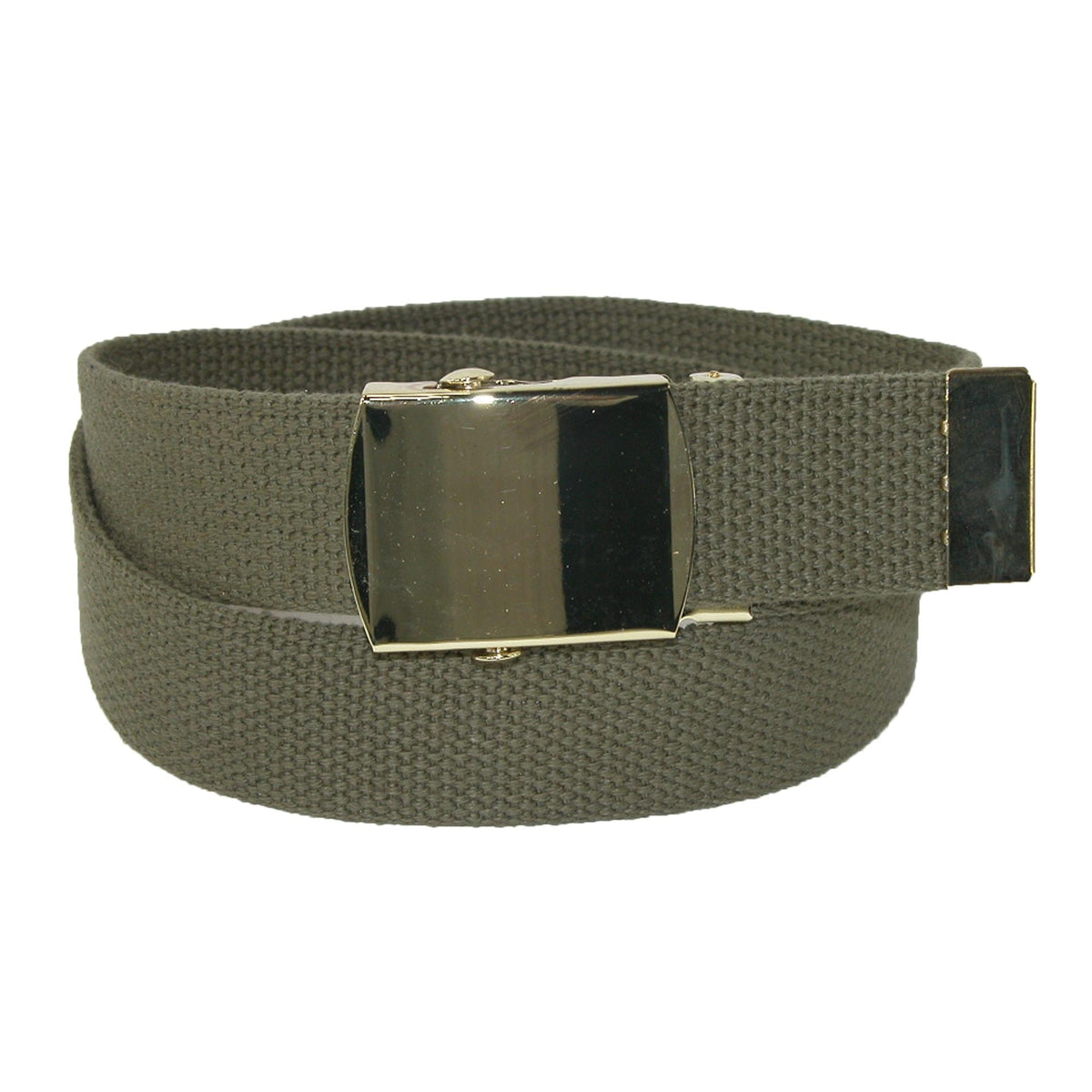 CTM® Cotton Adjustable Belt with Brass Buckle - Olive