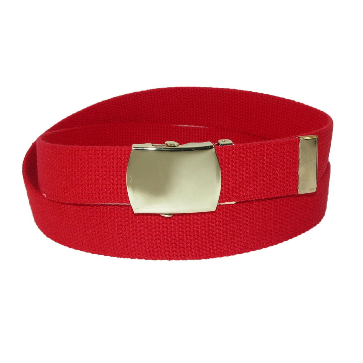 CTM® Cotton Adjustable Belt with Brass Buckle - Red