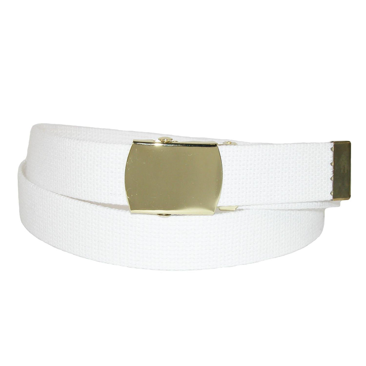 CTM® Cotton Adjustable Belt with Brass Buckle - White