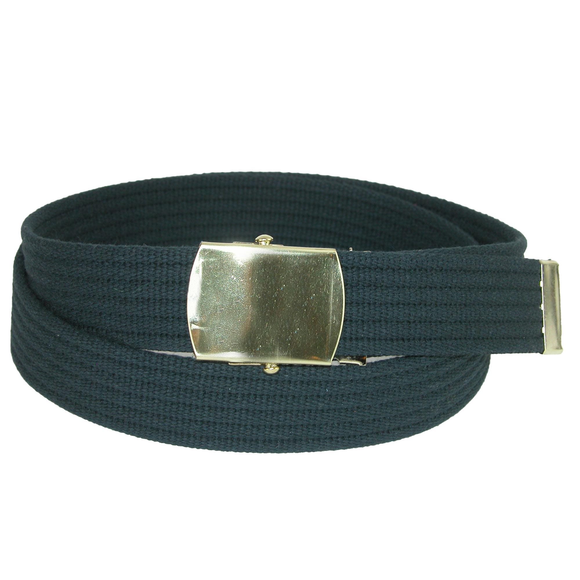 CTM® Big & Tall Ribbed Fabric Belt with Brass Tone Buckle - Black
