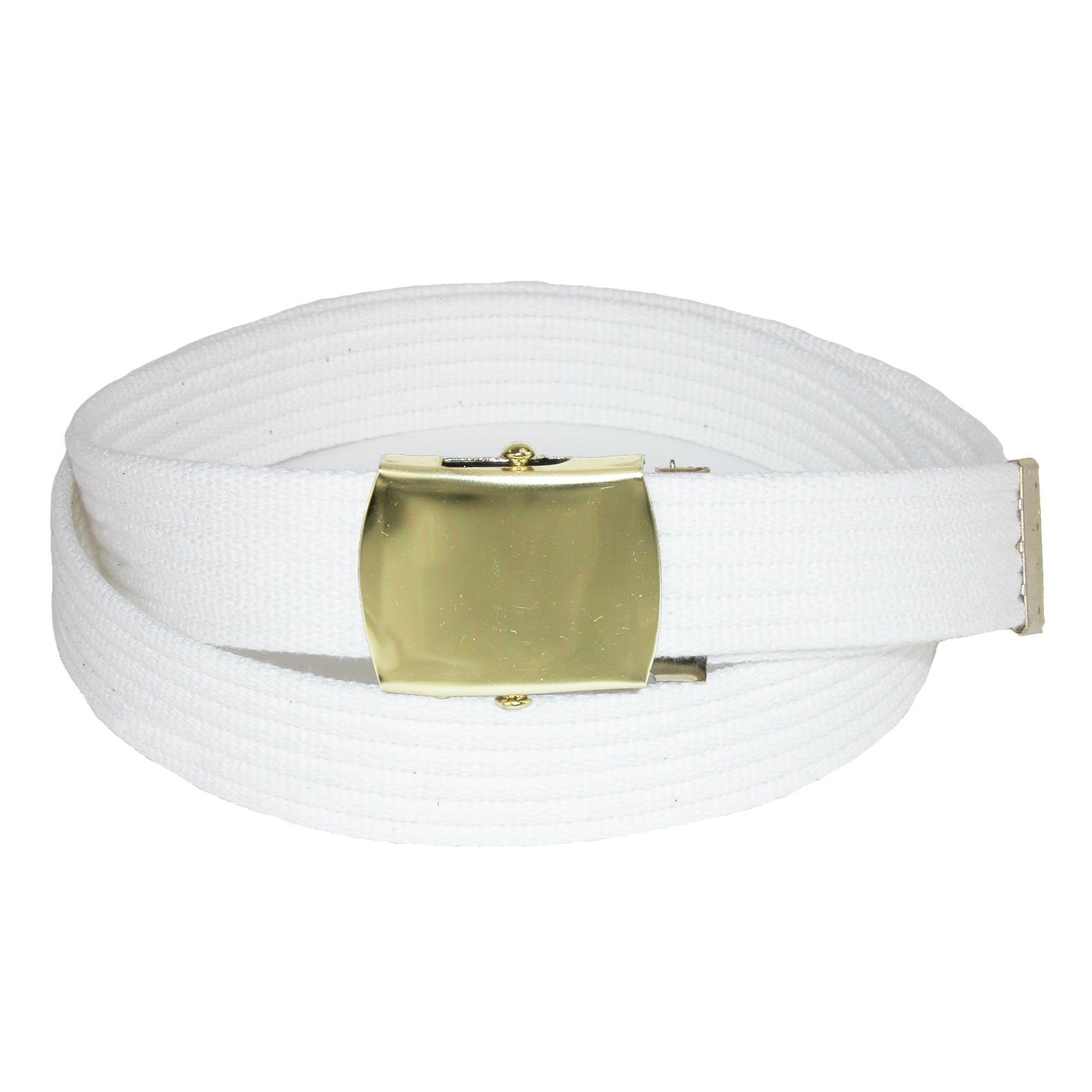 CTM® Big & Tall Ribbed Fabric Belt with Brass Tone Buckle - White