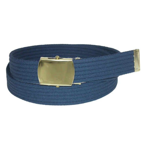 Big & Tall Ribbed Fabric Belt with Brass Tone Buckle
