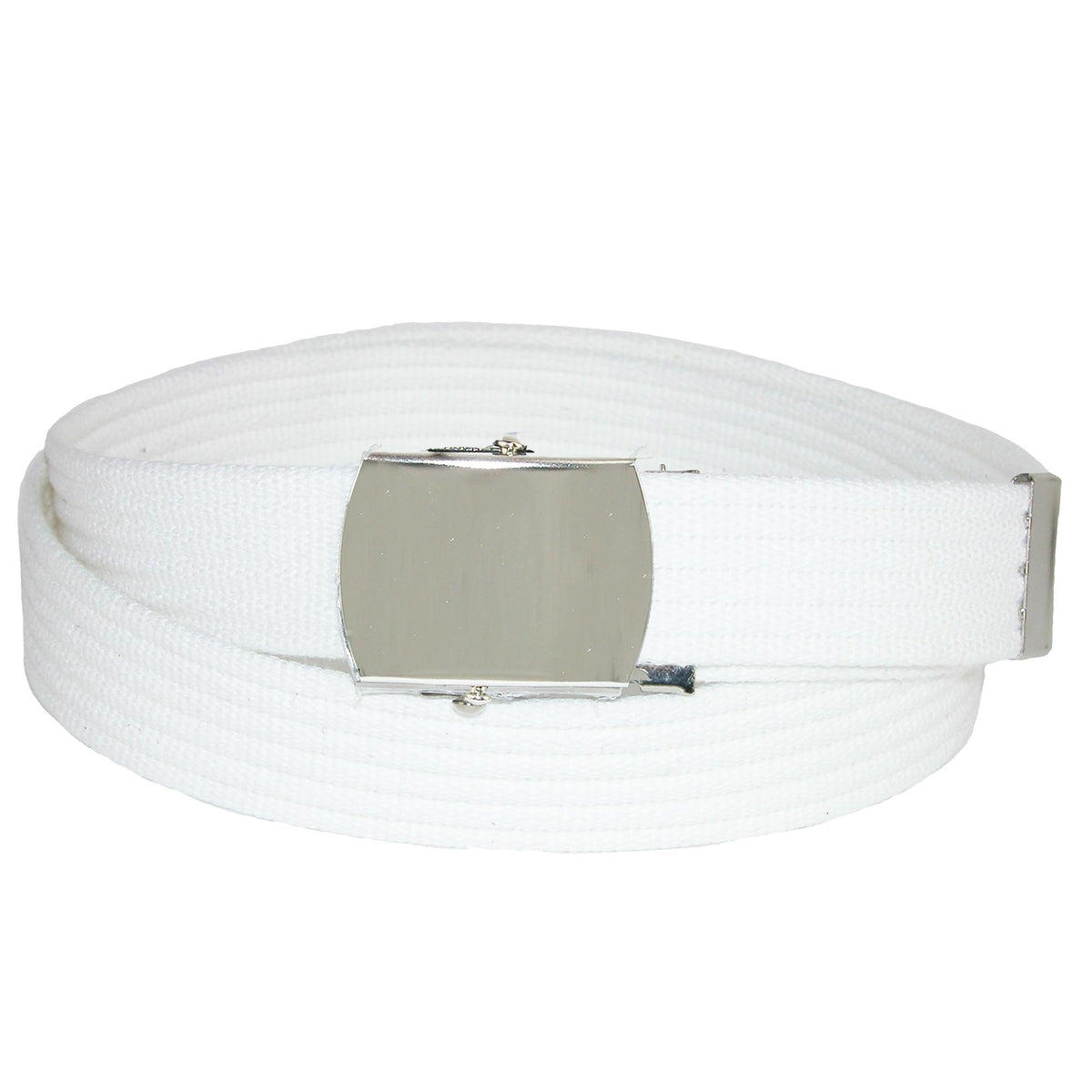 CTM® Ribbed Fabric Belt with Nickel Buckle - White
