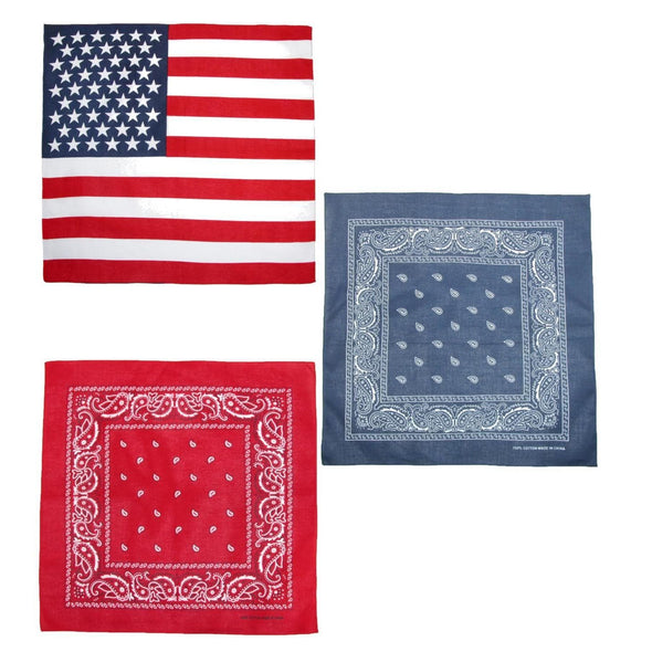 American Flag and Paisley Bandana Kit (Pack of 3)