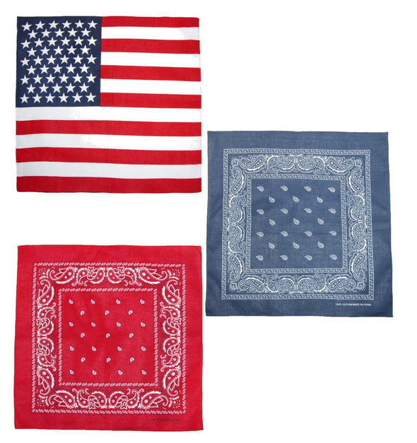 American Flag and Paisley Bandana Kit (Pack of 3)