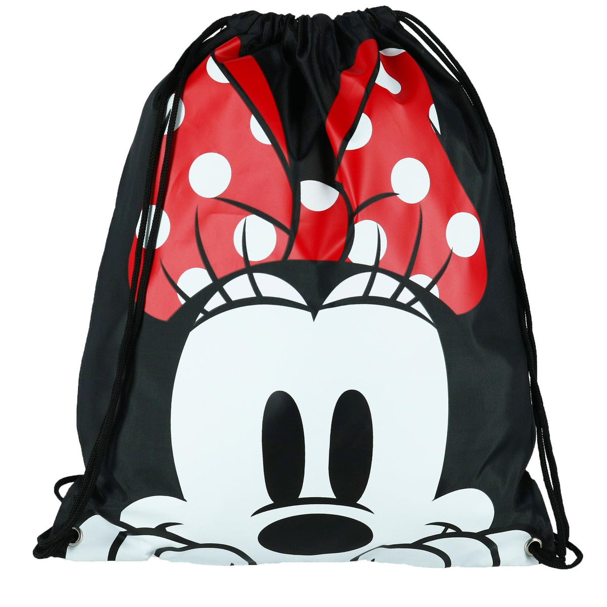 Disney Minnie Mouse Face Drawstring Backpack Bag - Black