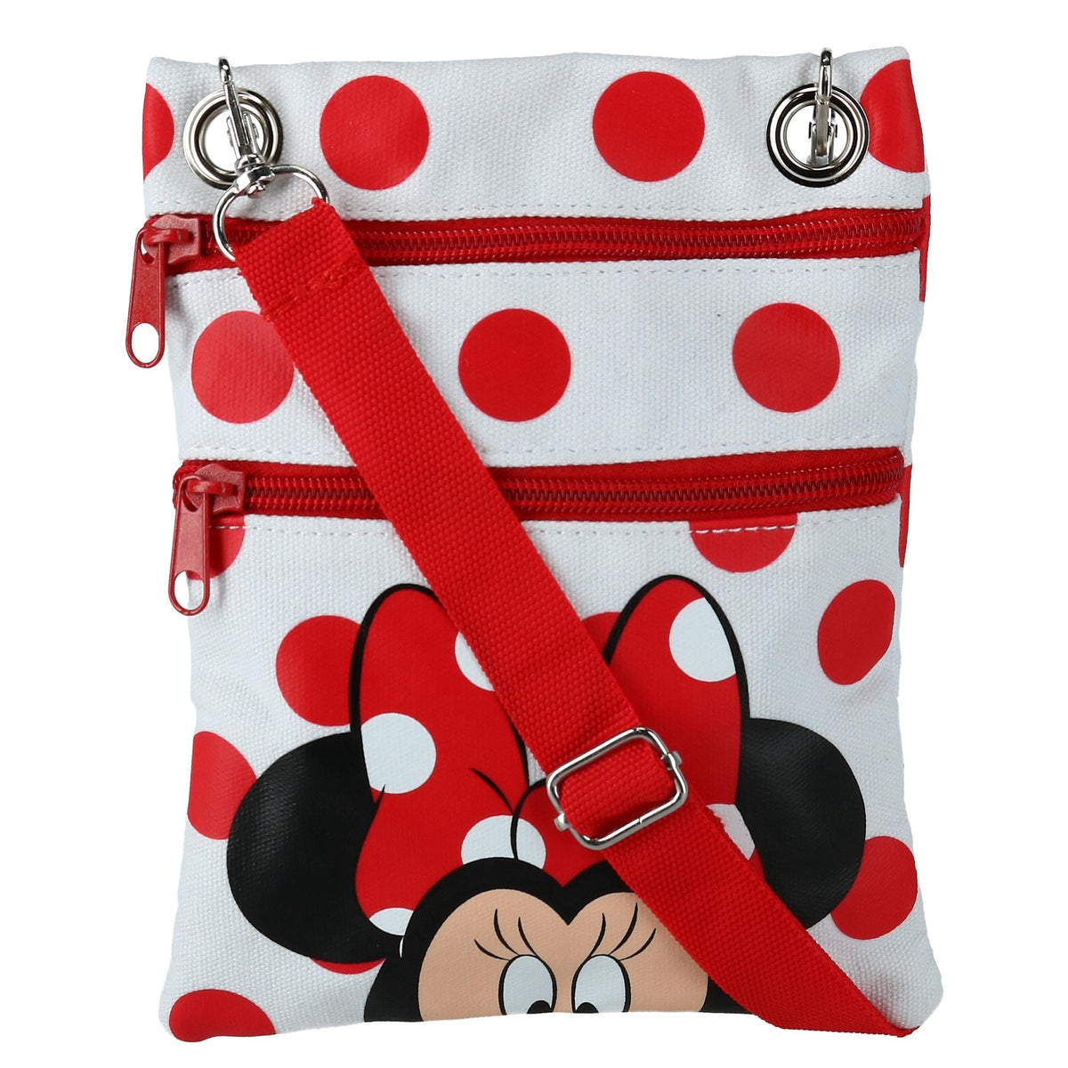 Jerry Leigh Disney Minnie Mouse Polka Dot Passport Crossbody Bag - White