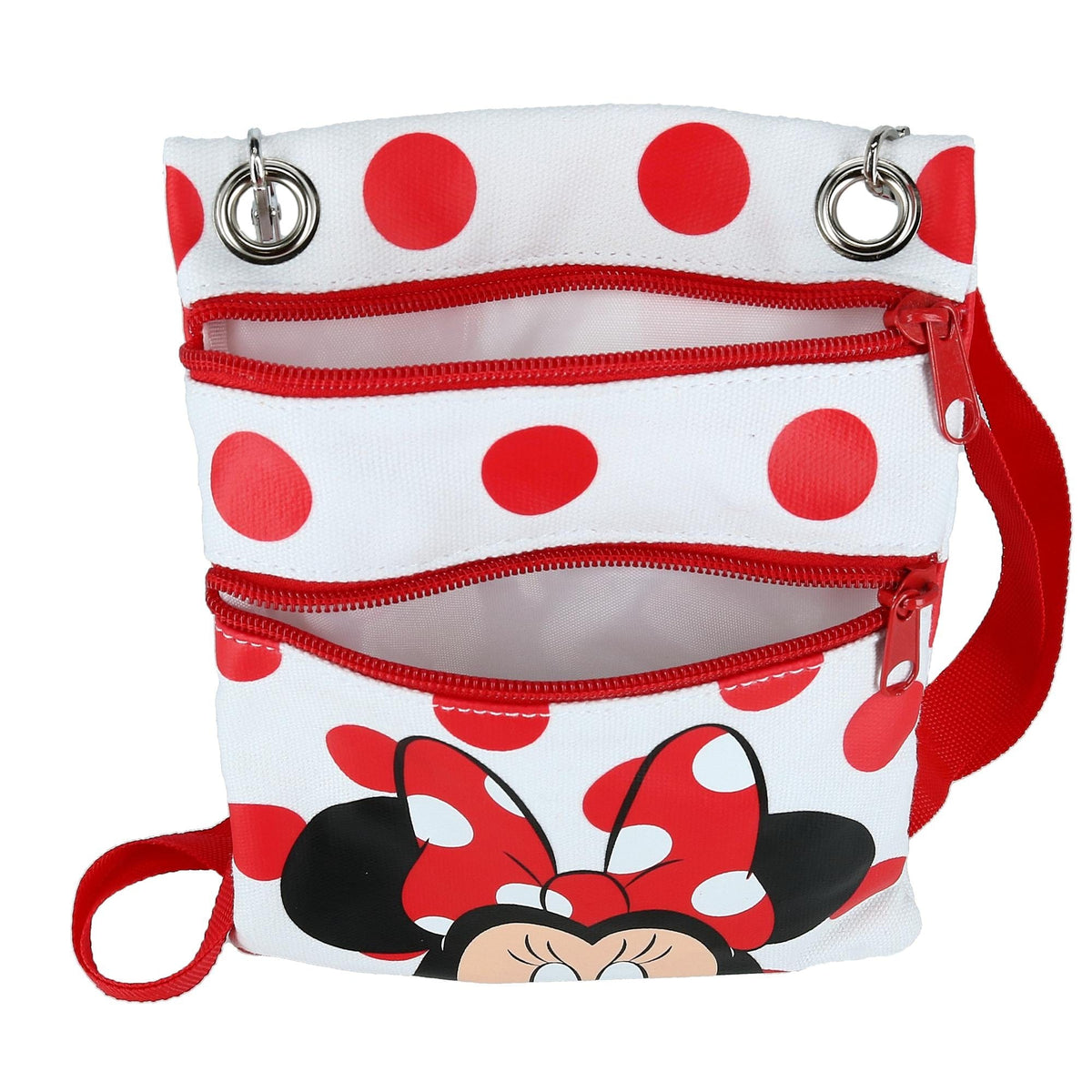 Jerry Leigh Disney Minnie Mouse Polka Dot Passport Crossbody Bag - White