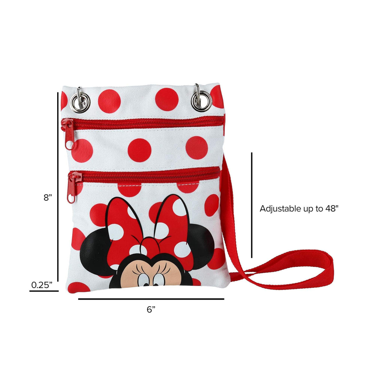 Jerry Leigh Disney Minnie Mouse Polka Dot Passport Crossbody Bag - White