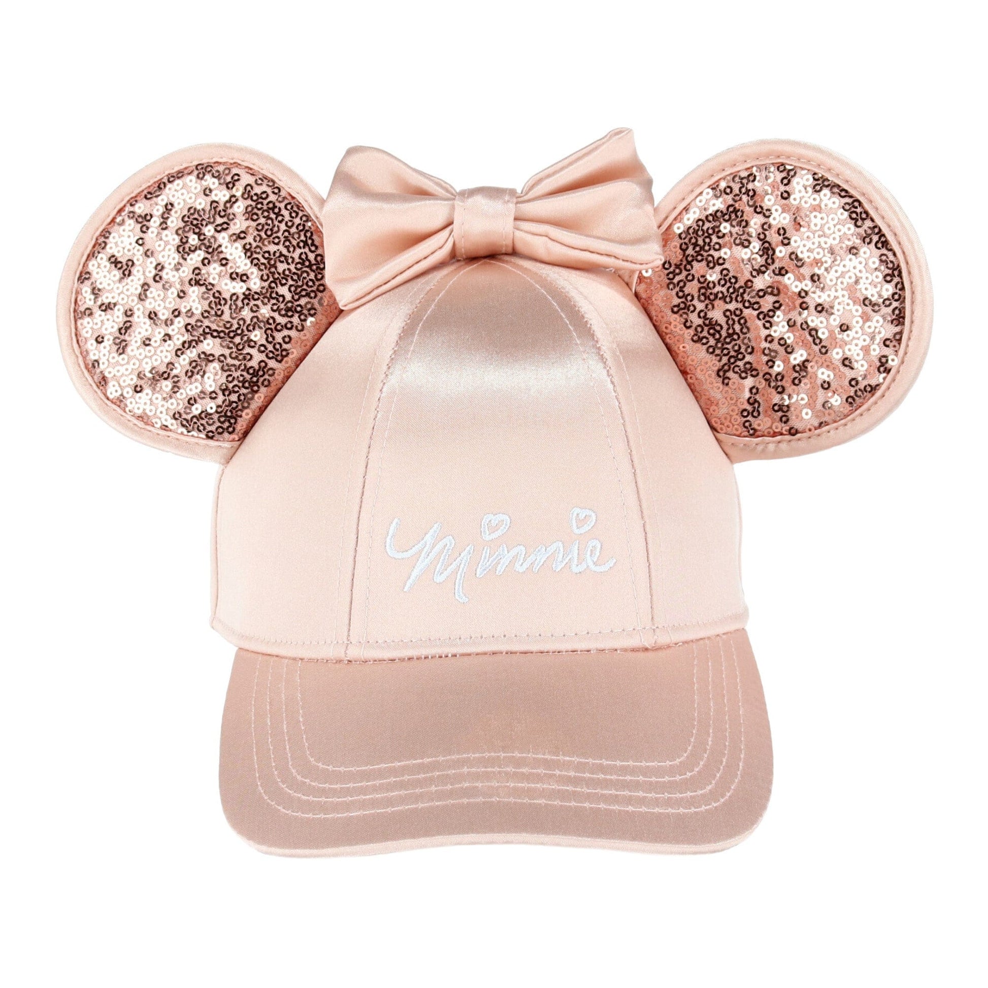 Jerry Leigh Girl's Rose Gold Minnie Mouse Baseball Cap with Bling Ears - Girl's Rose Gold Minnie Mouse Baseball Cap with Bling Ears