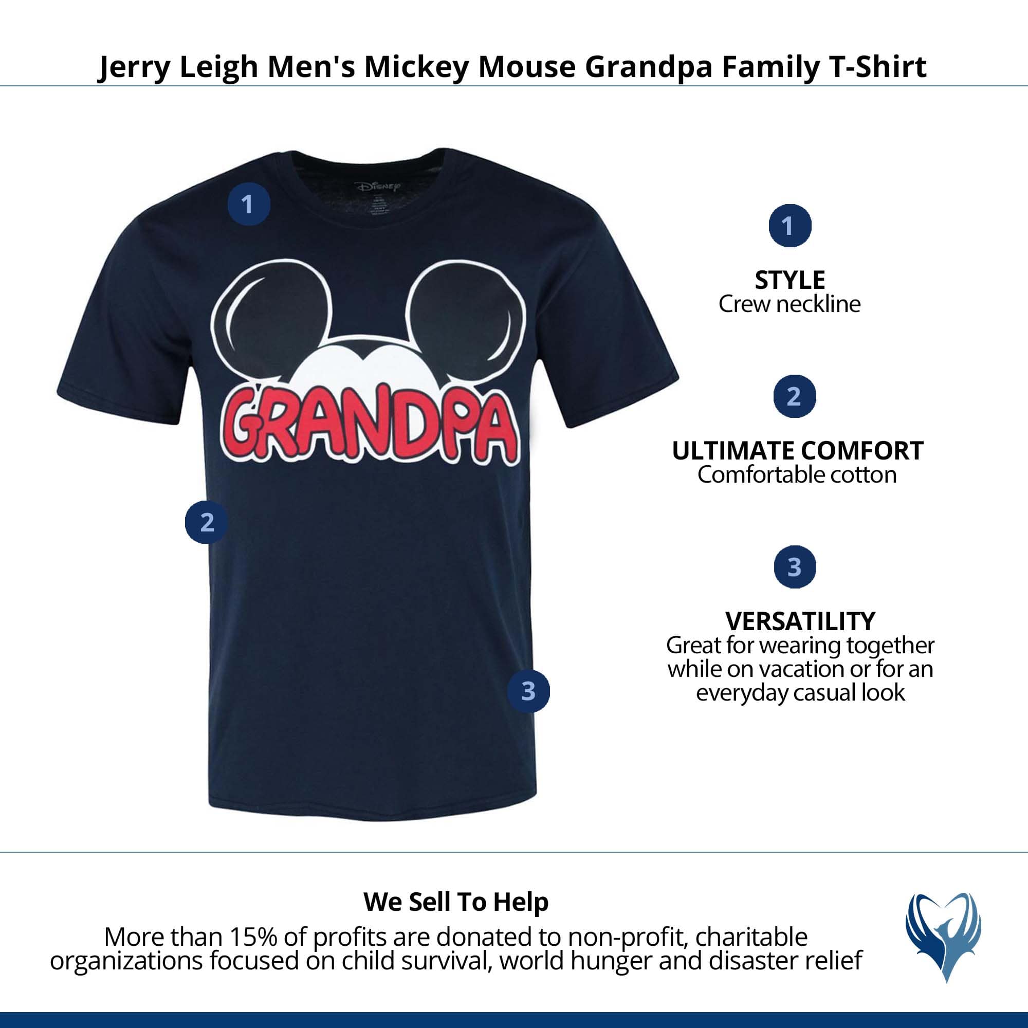Jerry Leigh Men's Mickey Mouse Grandpa Family T-Shirt - Navy Disney