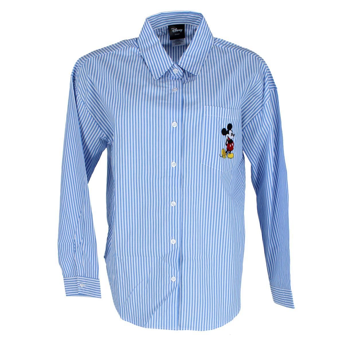 Jerry Leigh Women's Button Down Top with Embroidered Mickey Mouse - Women's Button Down Top with Embroidered Mickey Mouse