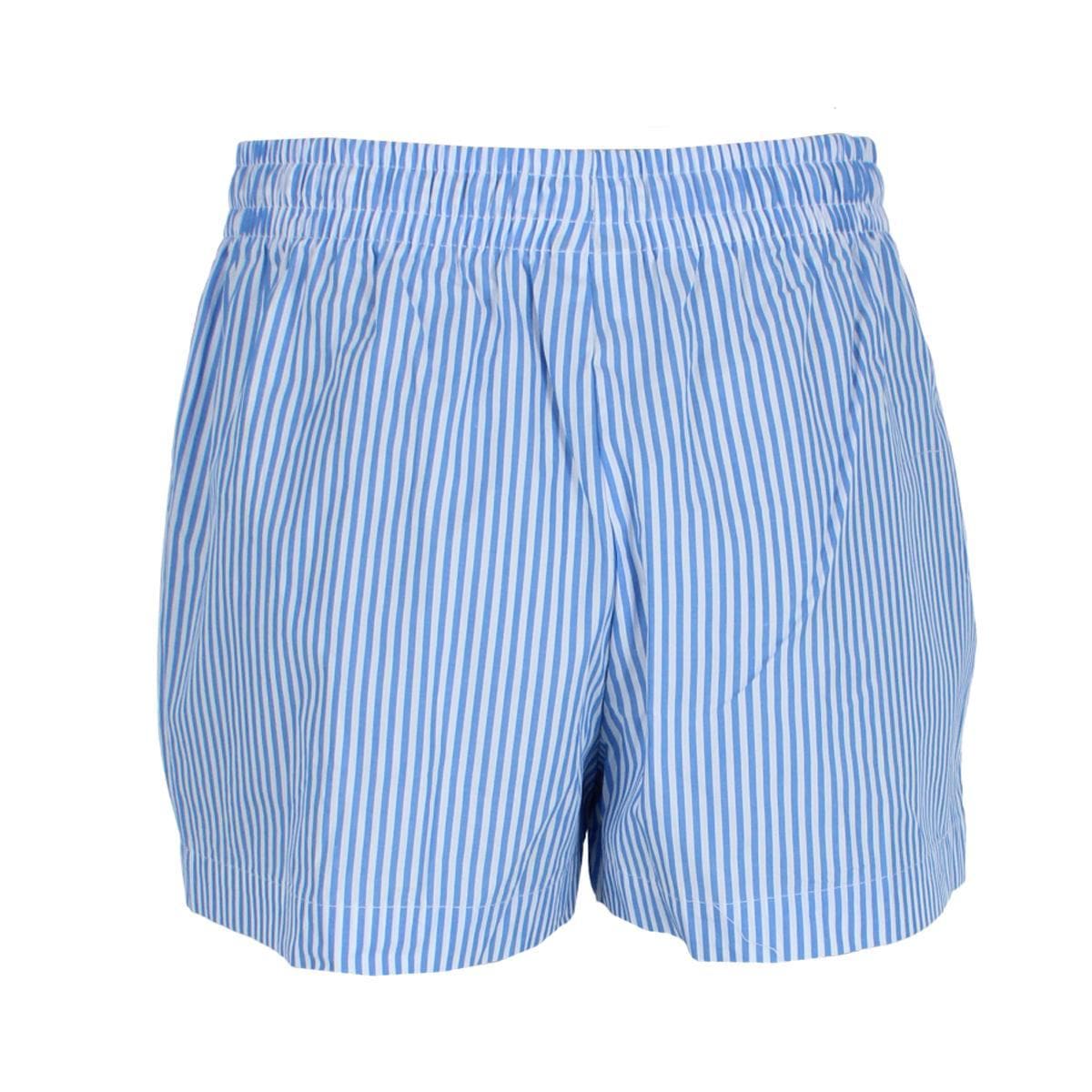 Jerry Leigh Women's Elevated Mickey Mouse Embroidered Striped Short - Blue