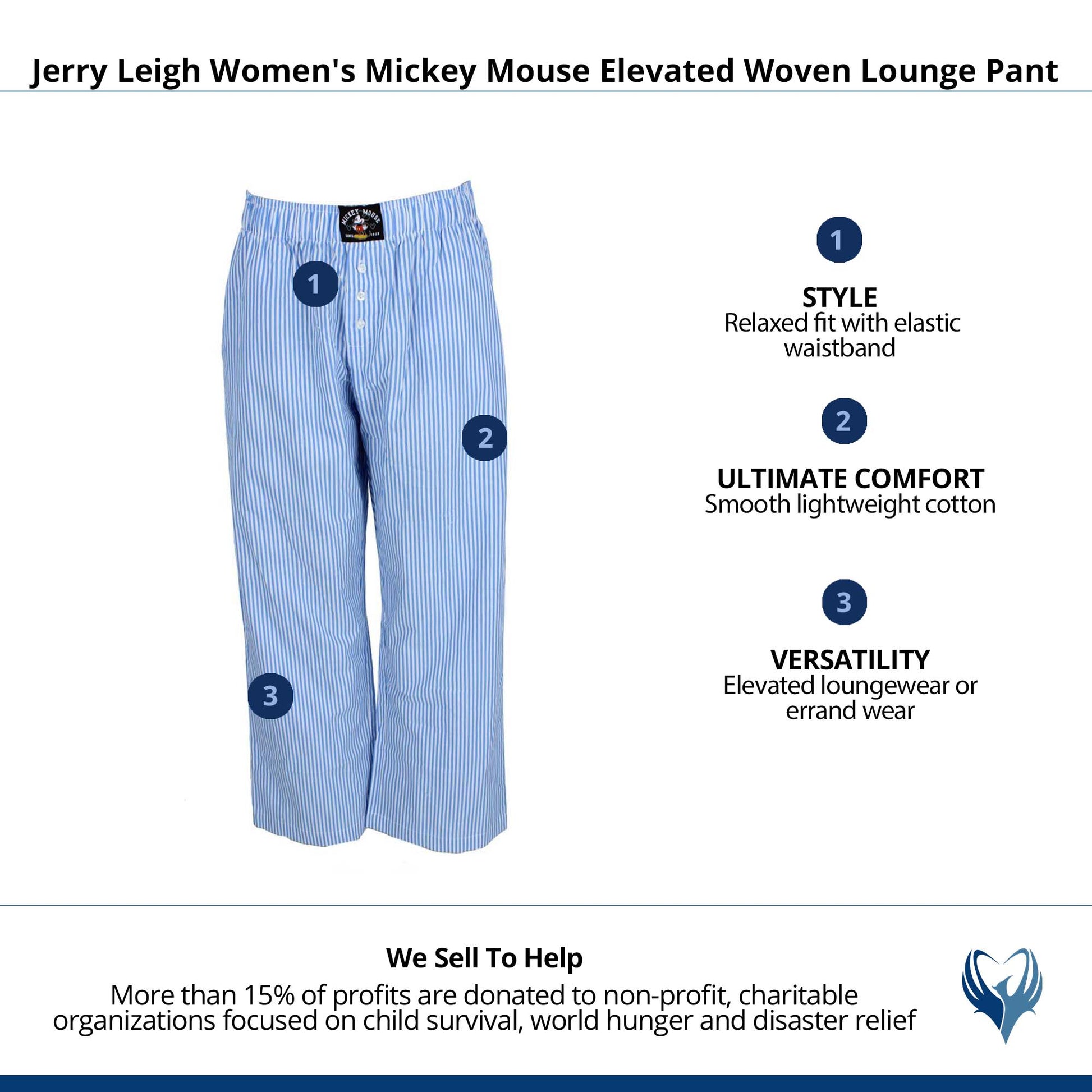 Jerry Leigh Women's Mickey Mouse Elevated Woven Pant - Blue