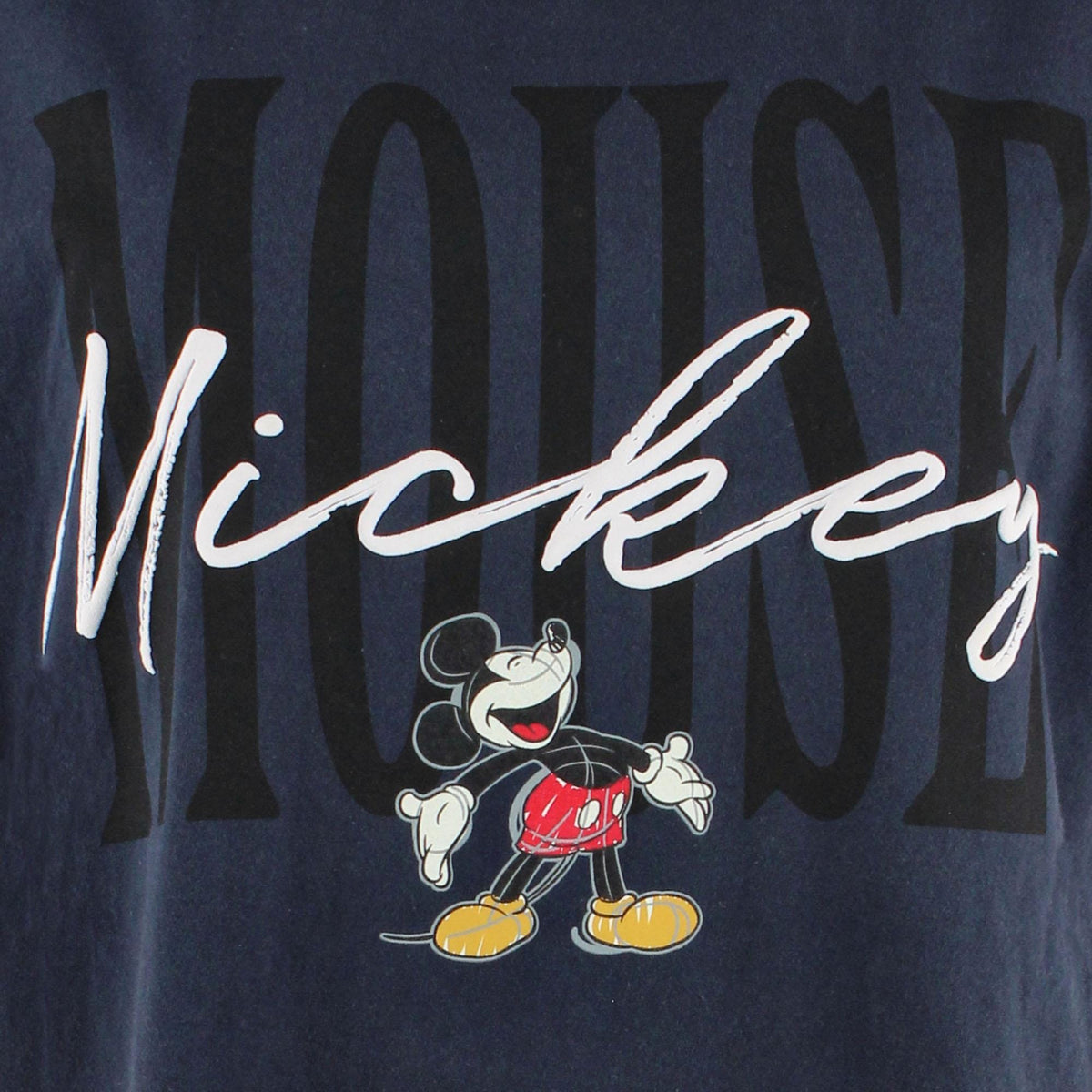 Jerry Leigh Unisex Mickey Mouse Script Signature T-Shirt - Navy