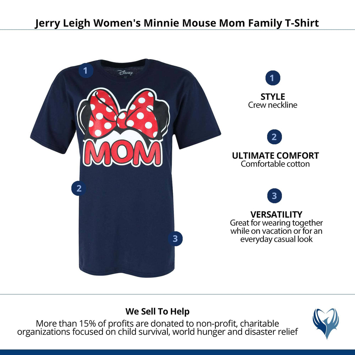 Jerry Leigh Women's Minnie Mouse Mom Family T-Shirt - Navy Disney