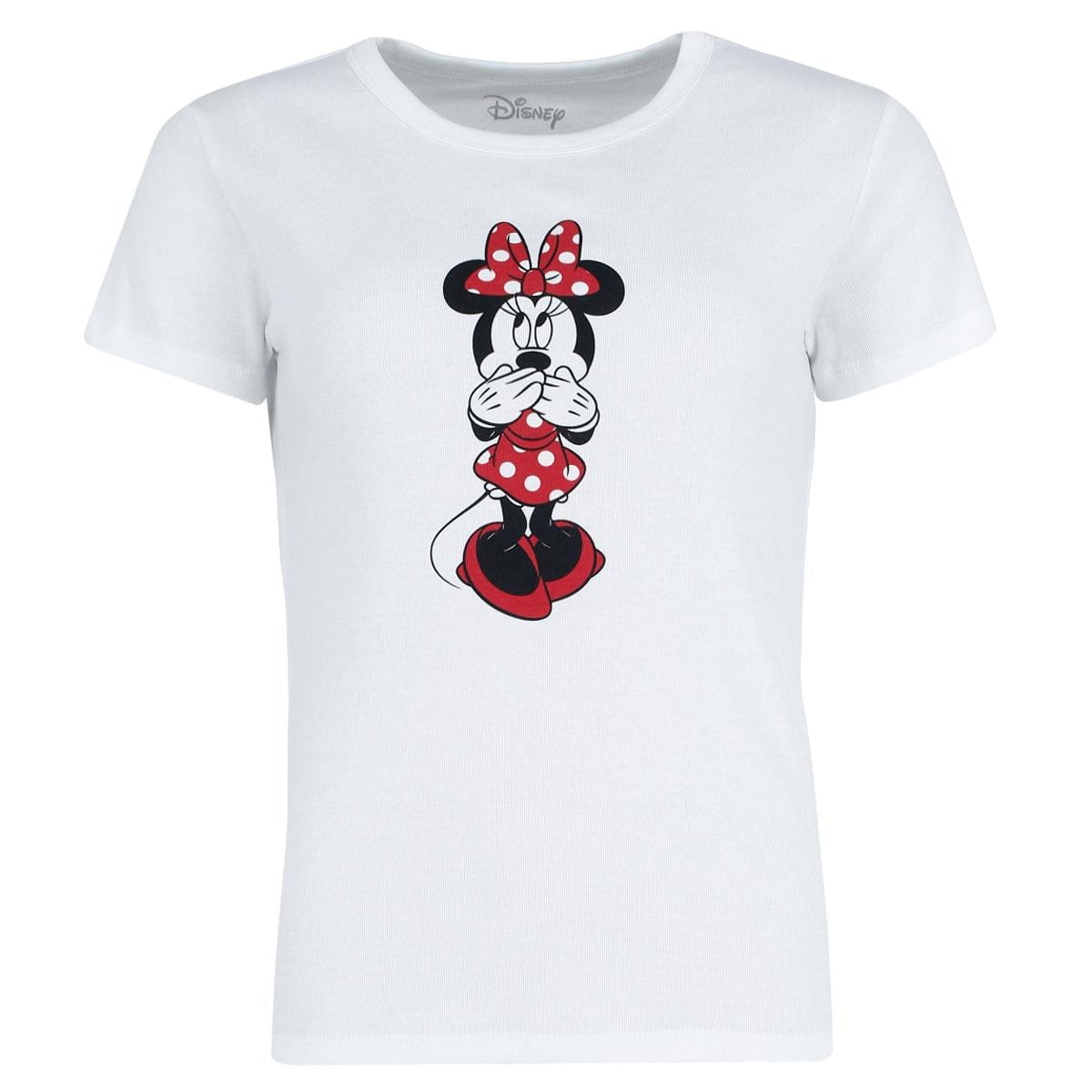 Jerry Leigh Women's Plus Size Disney Minnie Crewneck Short Sleeve Tee - White