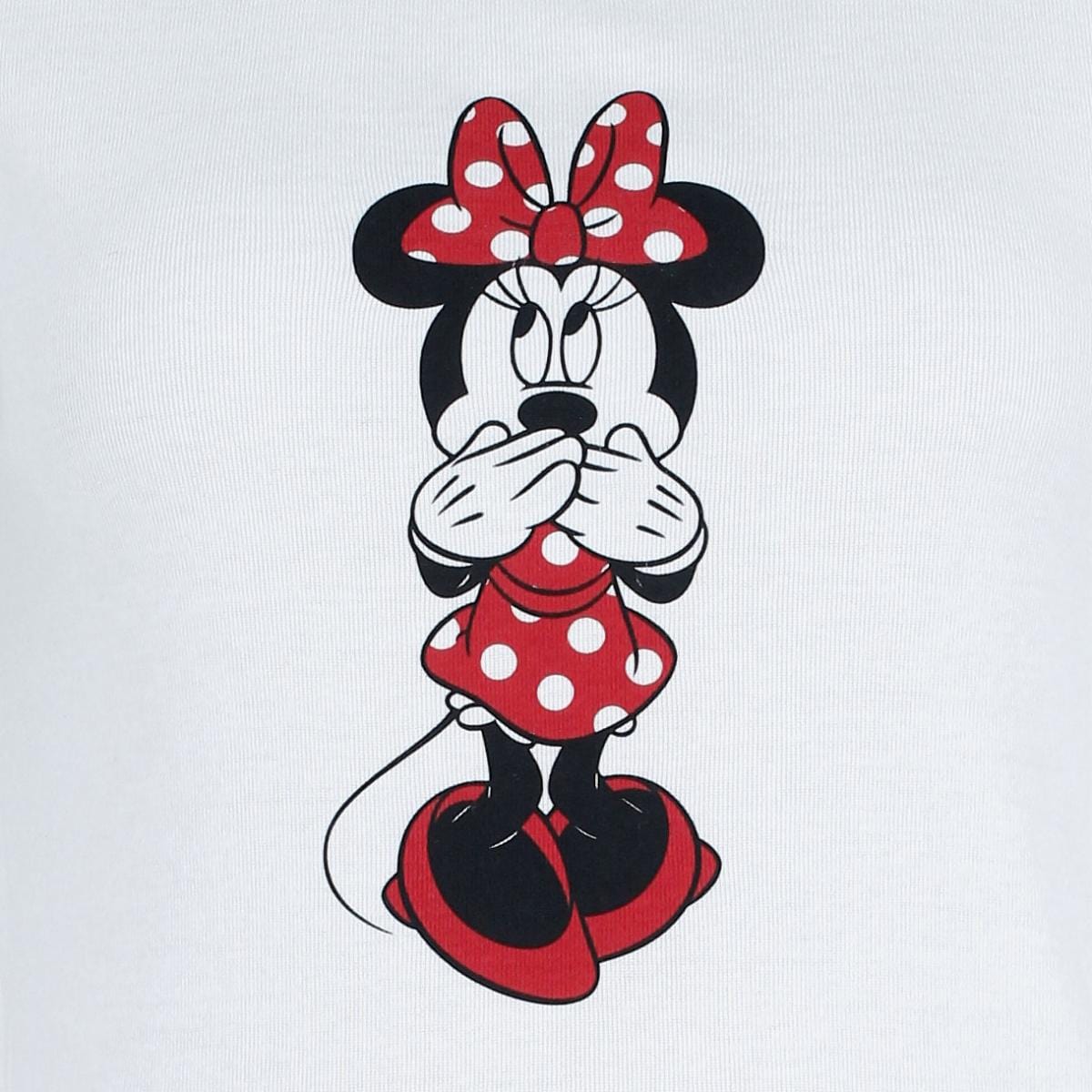 Jerry Leigh Women's Plus Size Disney Minnie Crewneck Short Sleeve Tee - White
