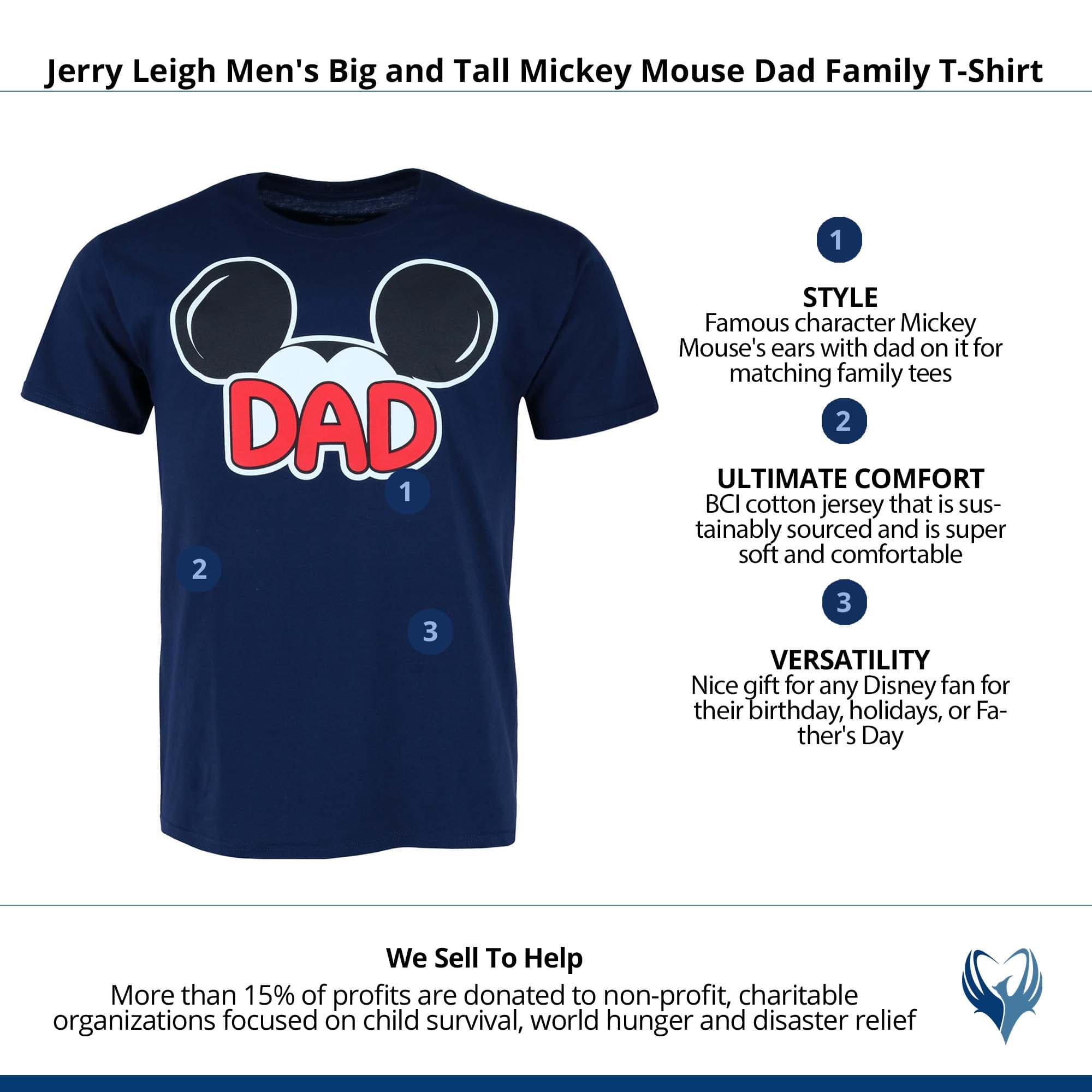 Jerry Leigh Men's Big and Tall Mickey Mouse Dad Family T-Shirt - Navy
