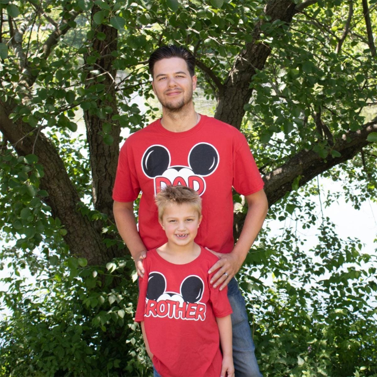 Jerry Leigh Men's Big and Tall Mickey Mouse Dad Family T-Shirt - Red