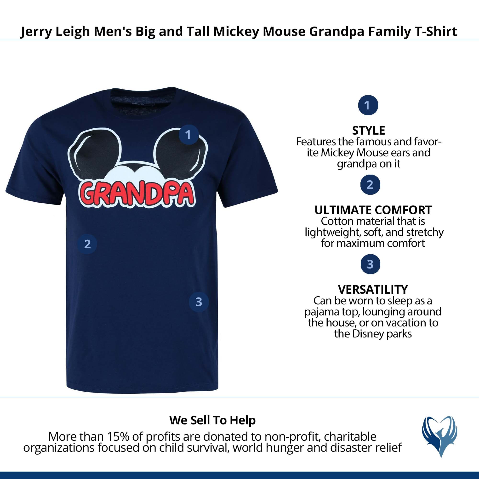 Jerry Leigh Men's Big and Tall Mickey Mouse Grandpa Family T-Shirt - Navy