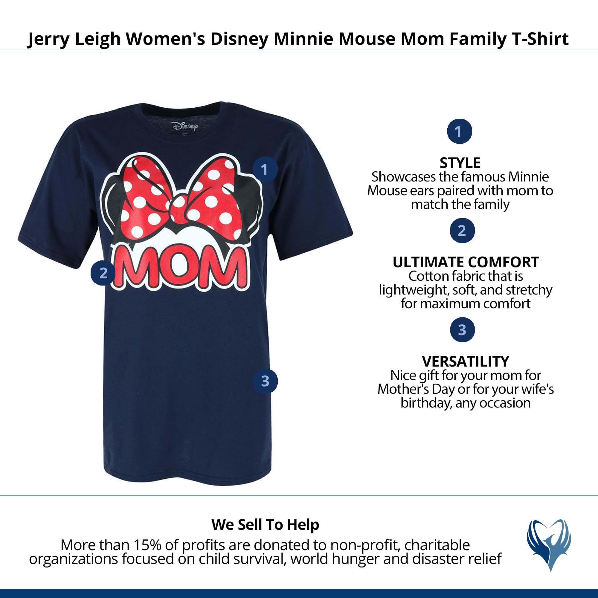 Jerry Leigh Women's Disney Minnie Mouse Mom Family T-Shirt - Navy