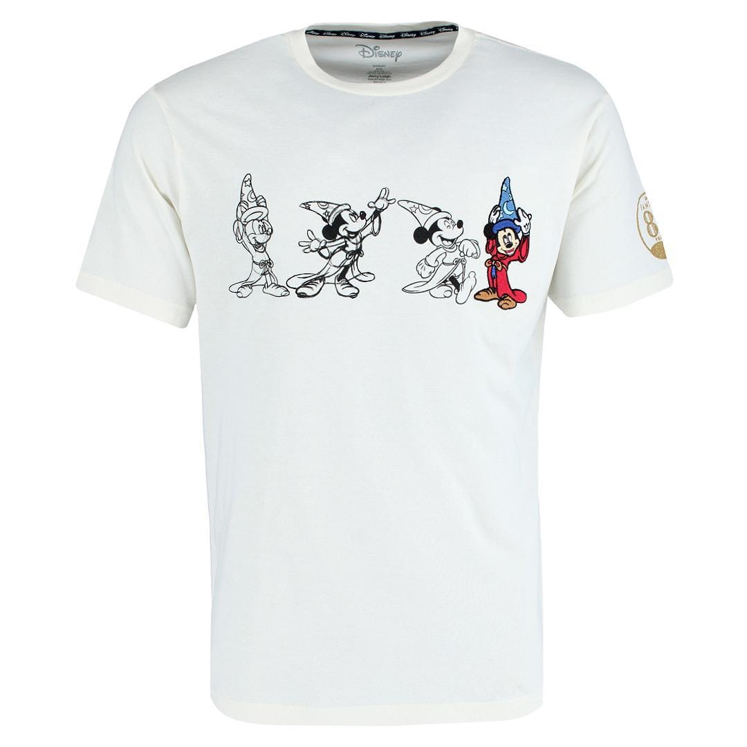 Jerry Leigh Unisex Adult Mickey Mouse Fantasia Anniversary T Shirt - Ivory