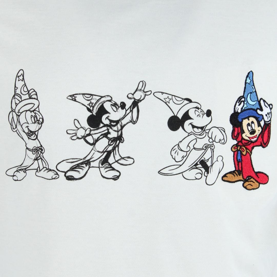 Jerry Leigh Unisex Adult Mickey Mouse Fantasia Anniversary T Shirt - Ivory