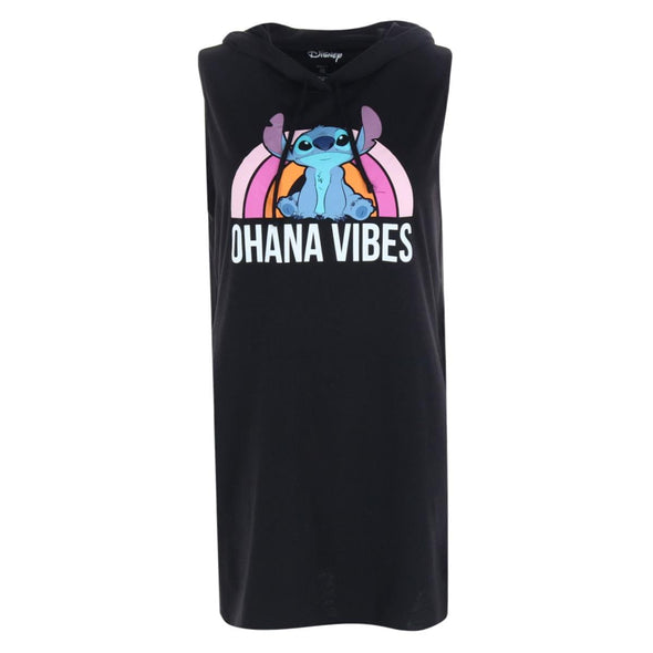 Women's Ohana Vibes Stitch Sleeveless Hooded Shirt Gown