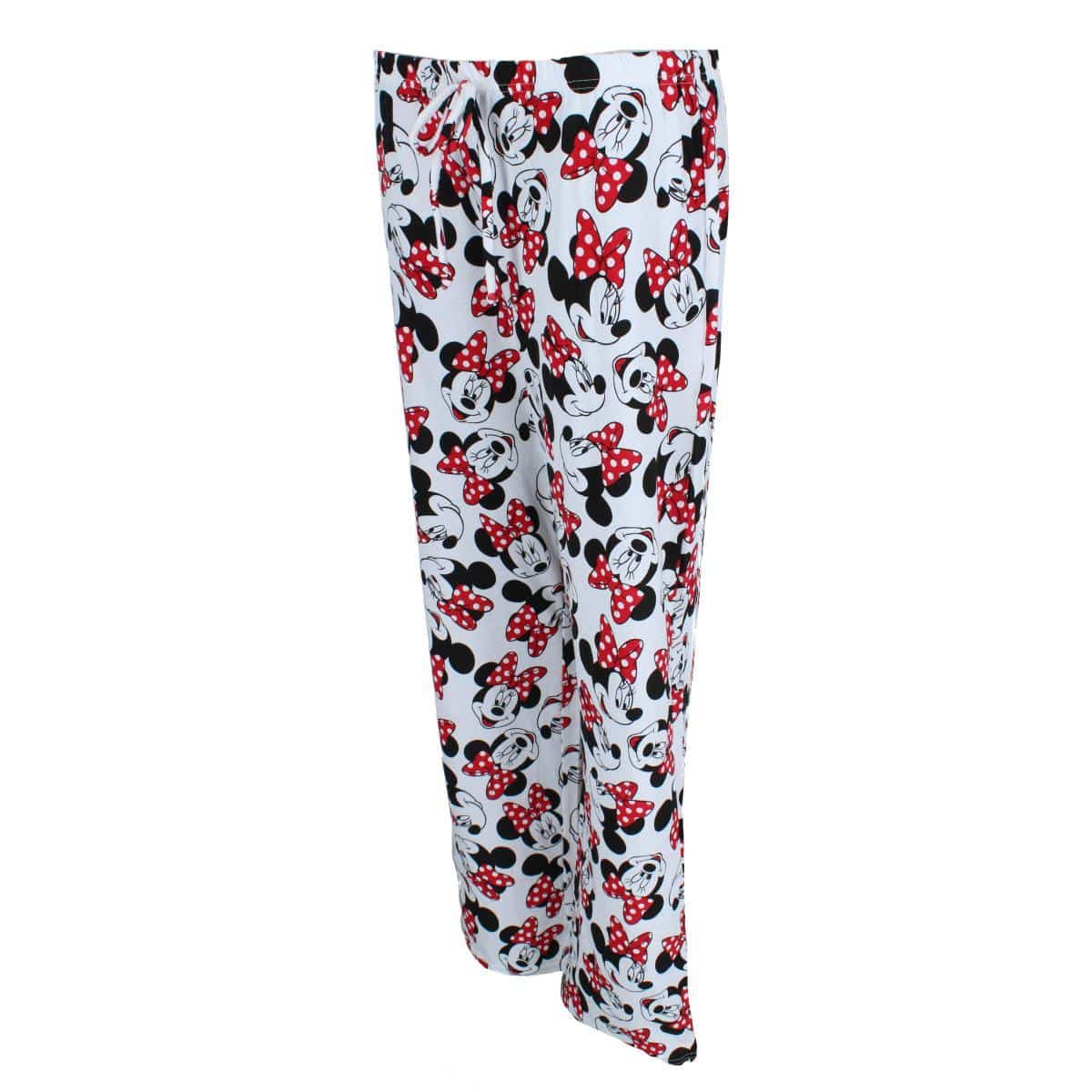 Jerry Leigh Women's Minnie Mouse Bow Toss Soft Pants - White