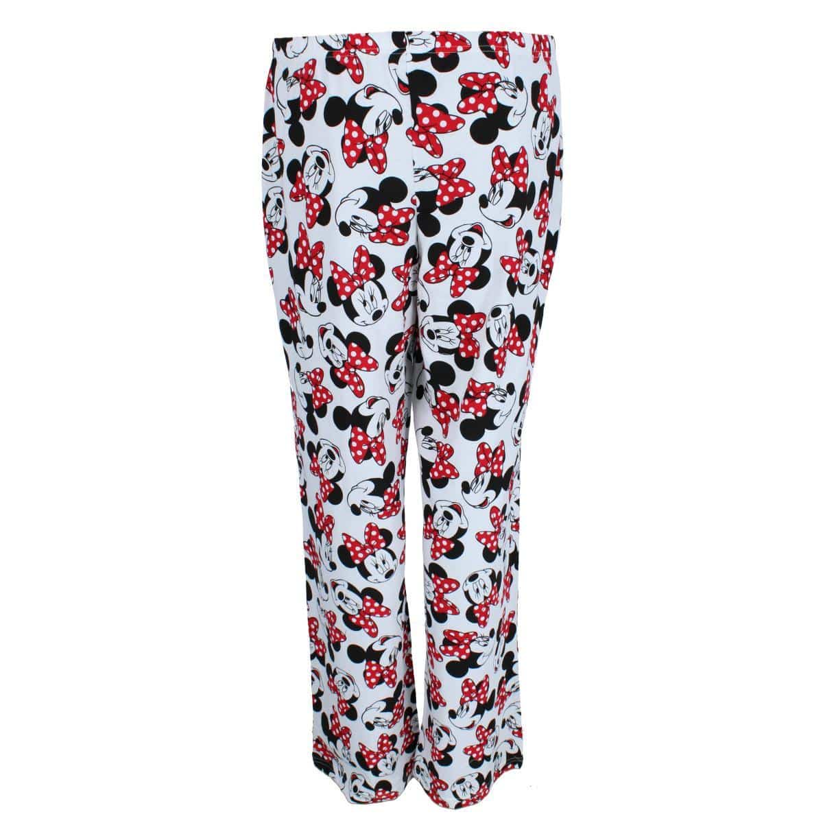 Jerry Leigh Women's Minnie Mouse Bow Toss Soft Pants - White
