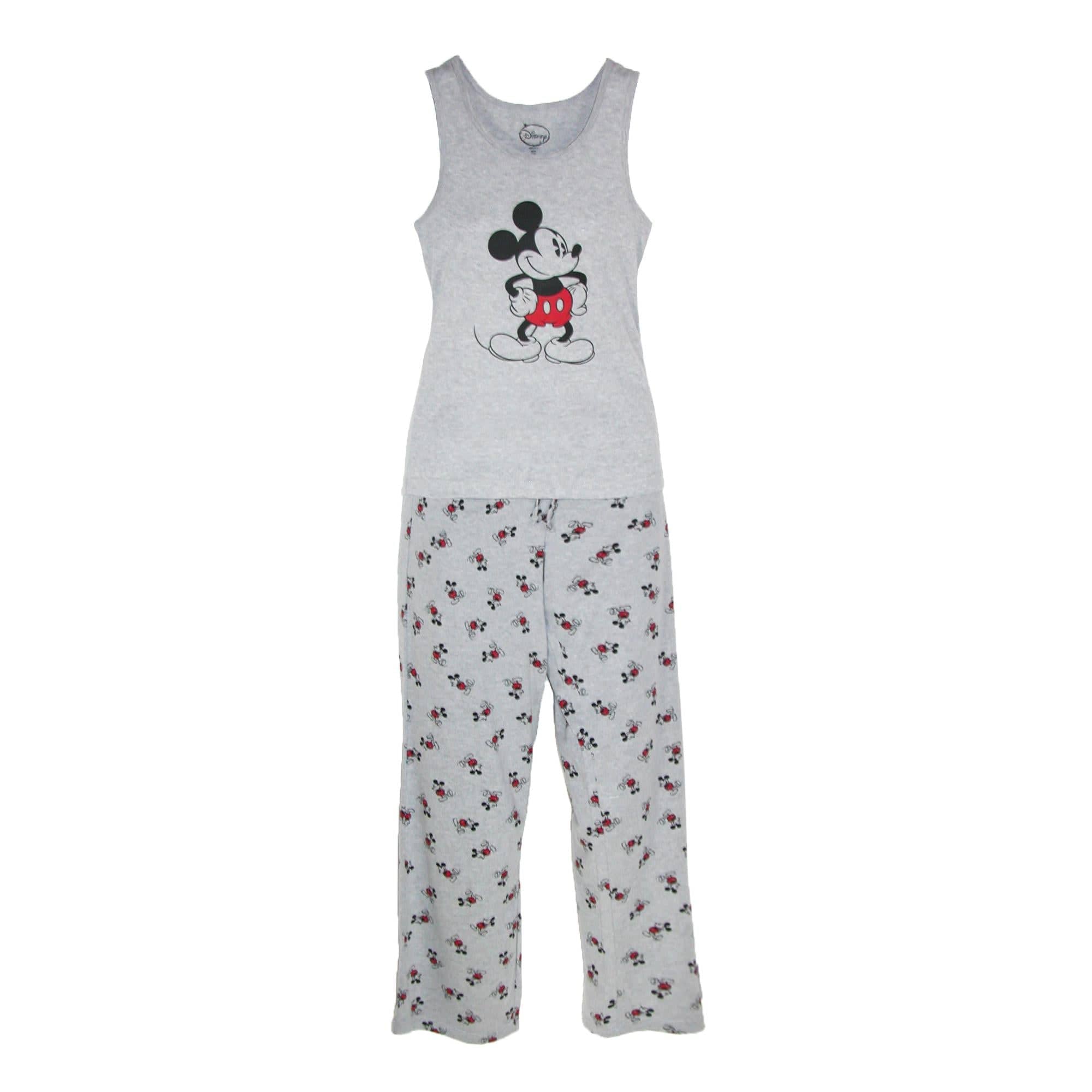 Disney Mickey Mouse Women's Tank and Pant Pajama Set - Grey