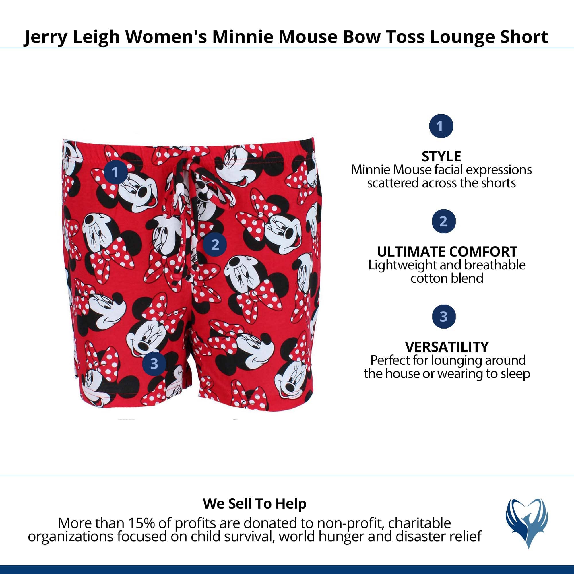 Jerry Leigh Women's Minnie Mouse Bow Toss Soft Short - Red