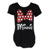 Women's Fashion Glitter Minnie Mouse Bow T Shirt