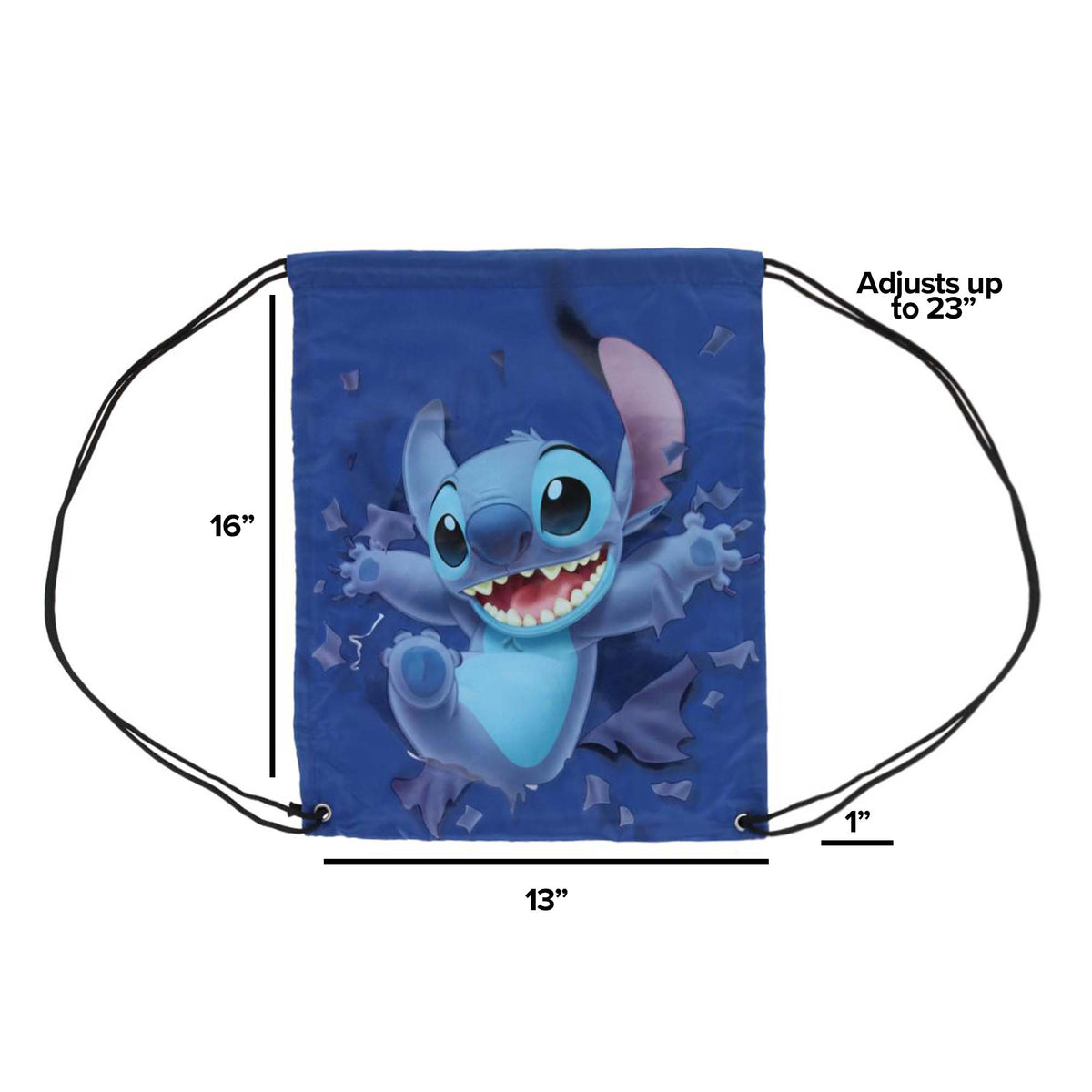 Jerry Leigh Disney Stitch Breaking Free Drawstring Backpack Bag - Navy