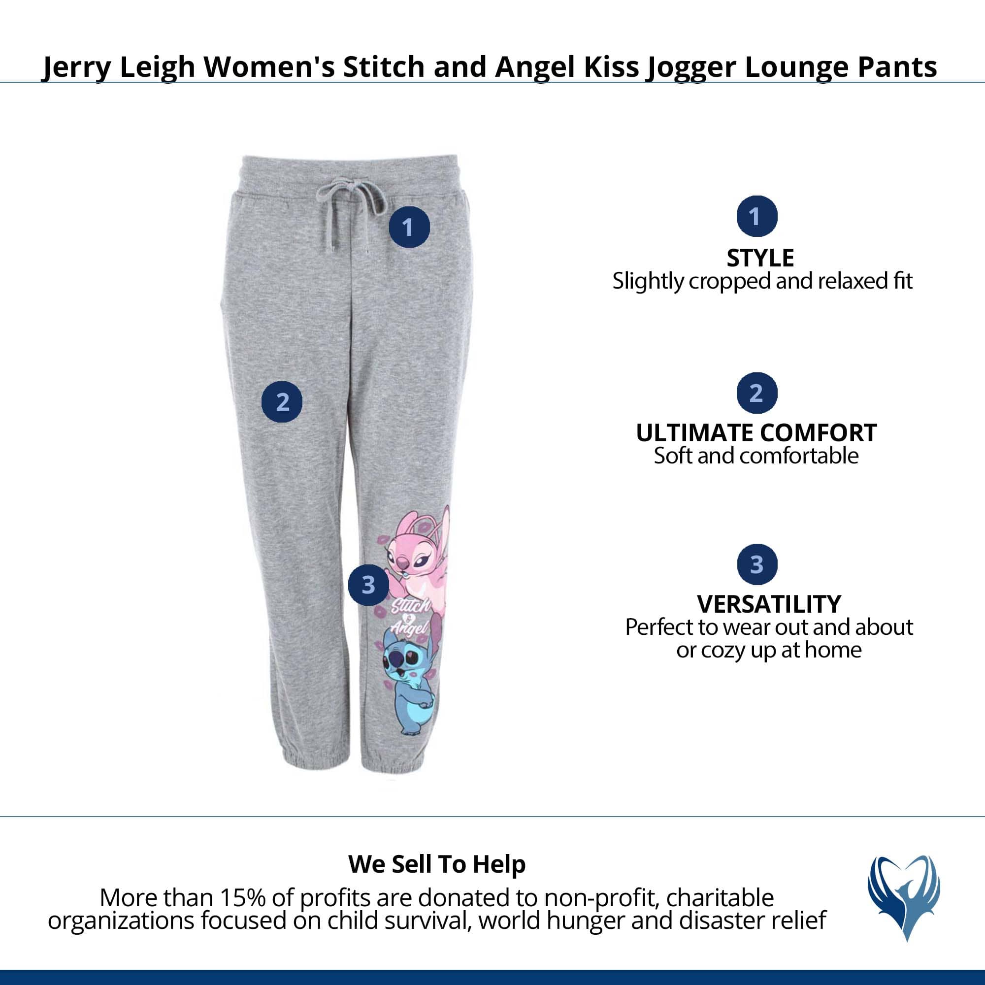 Jerry Leigh Women's Stitch and Angel Kiss Jogger Sweapants - Gray