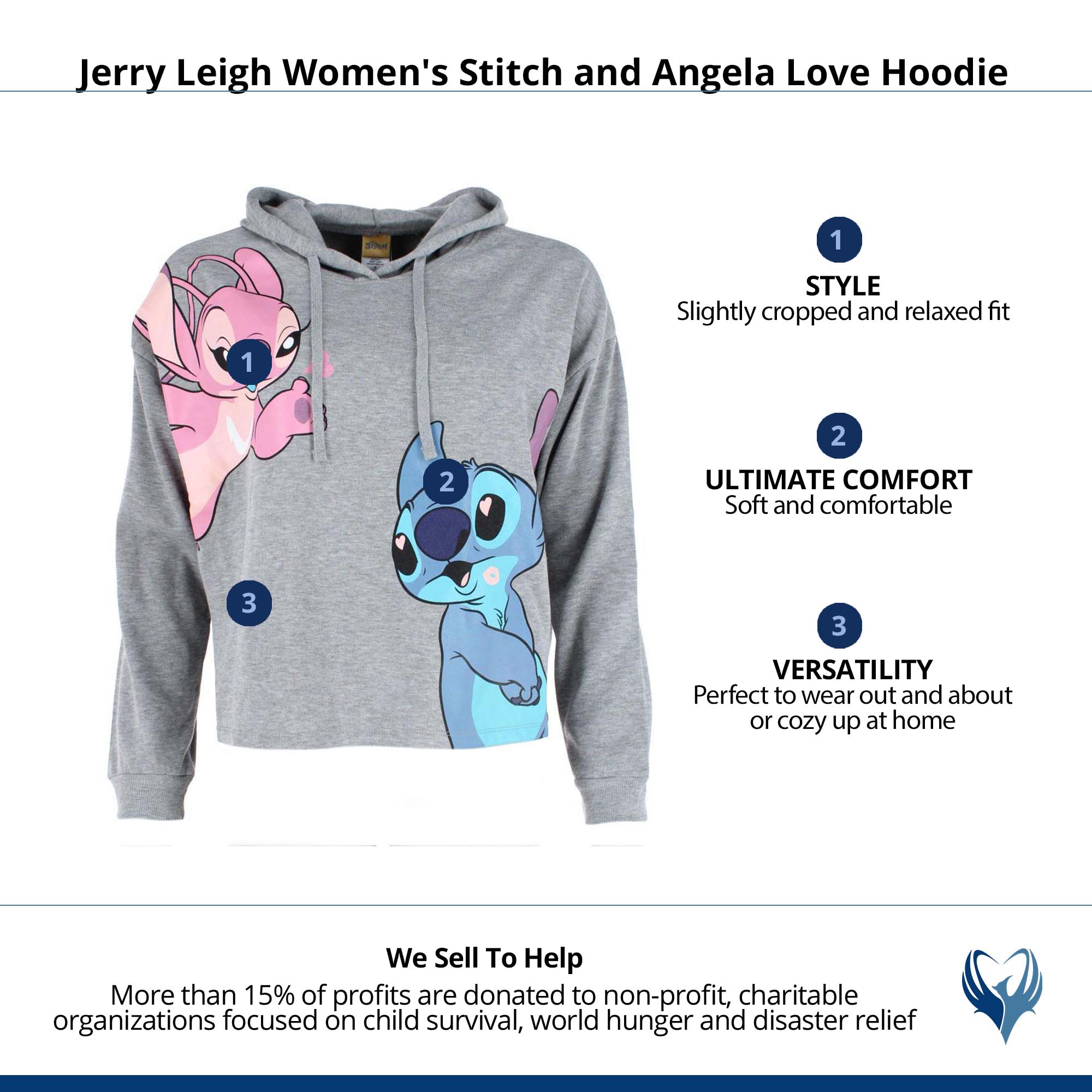 Jerry Leigh Women's Stitch and Angela Love Hoodie - Gray