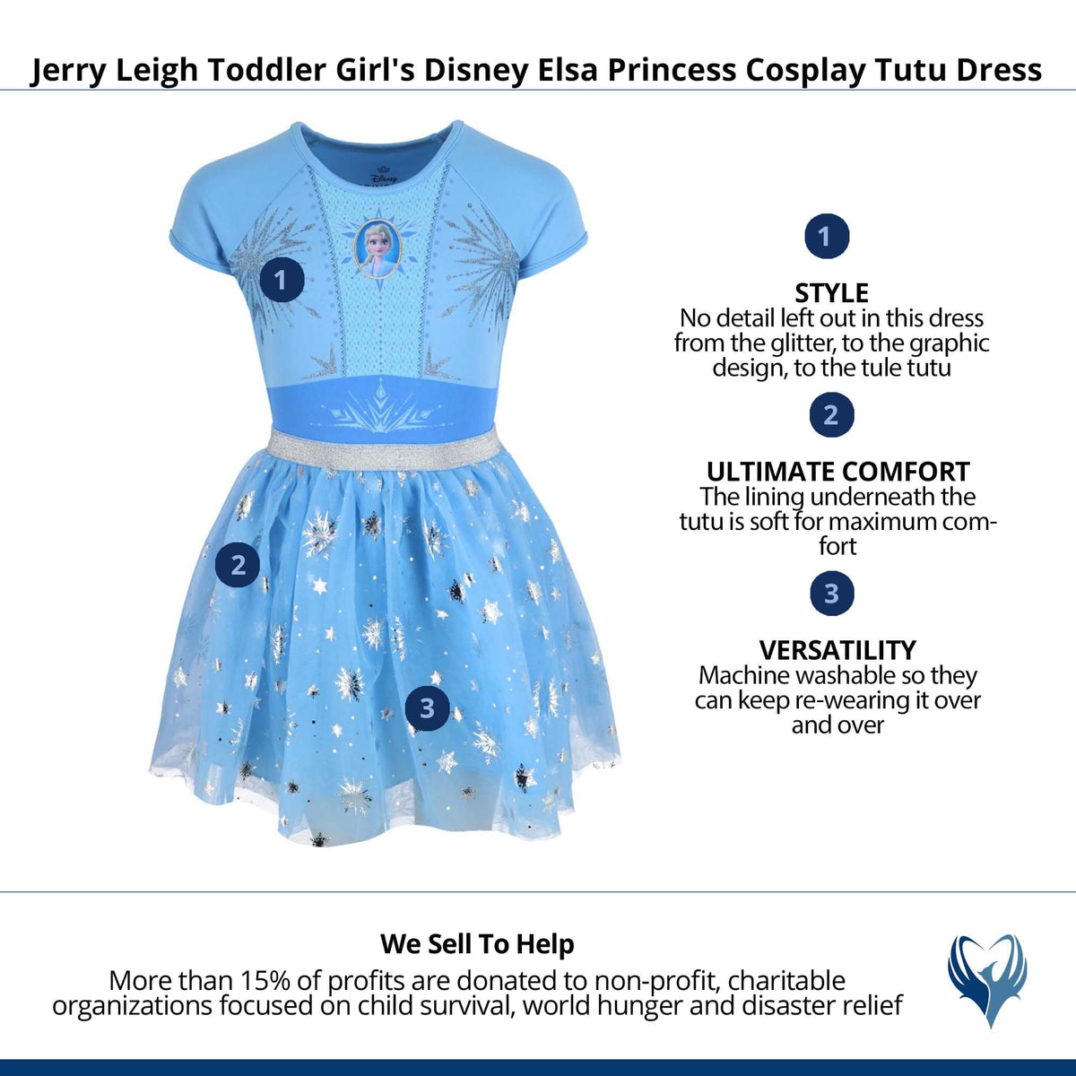 Jerry Leigh Toddler Girl's Disney Frozen Elsa Princess Cosplay Tutu Dress - Blue