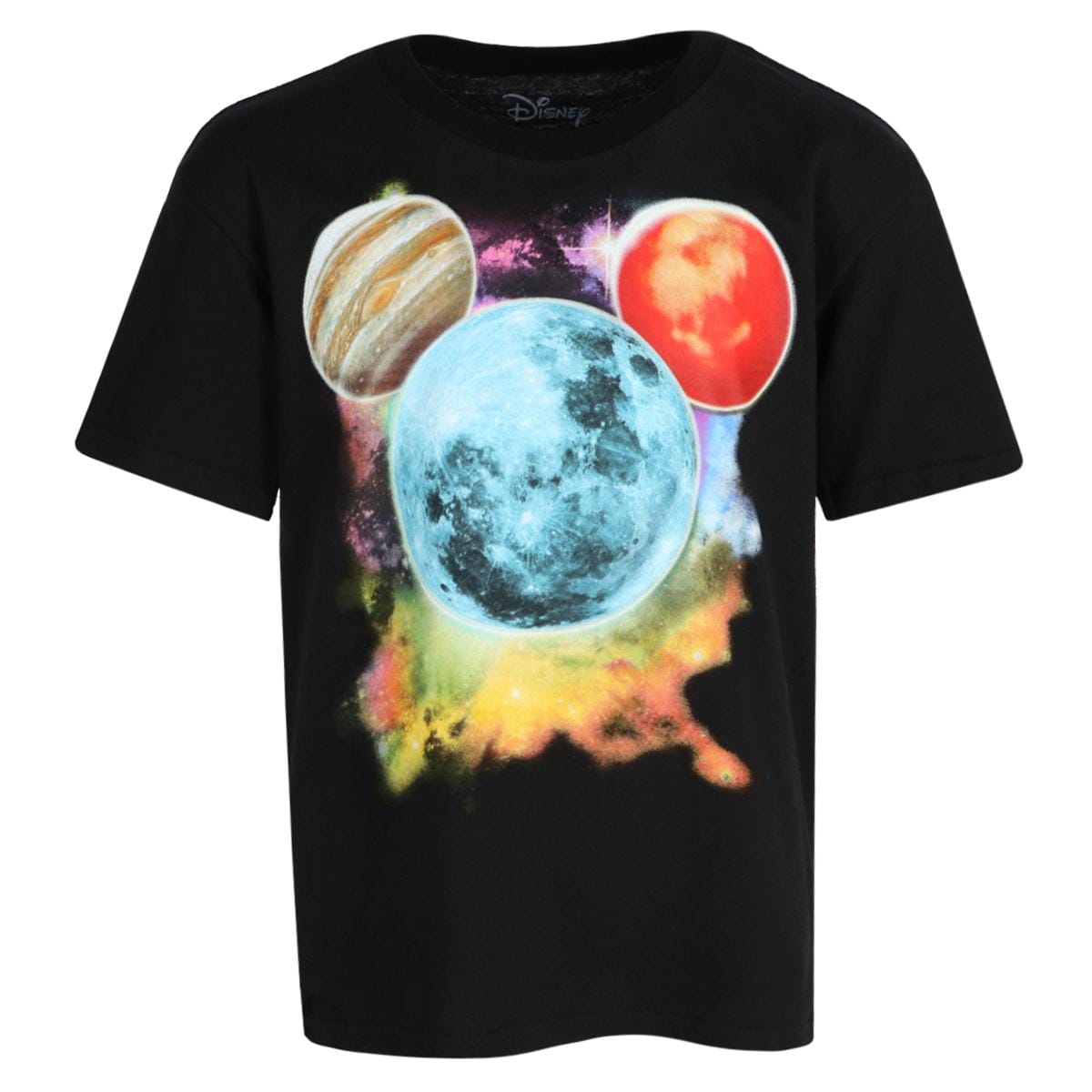 Jerry Leigh Boys Disney Mickey Mouse Planet Short Sleeve T-Shirt - Black