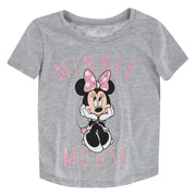 Girls Minnie Mouse Glitter Bow Short Sleeve T-Shirt